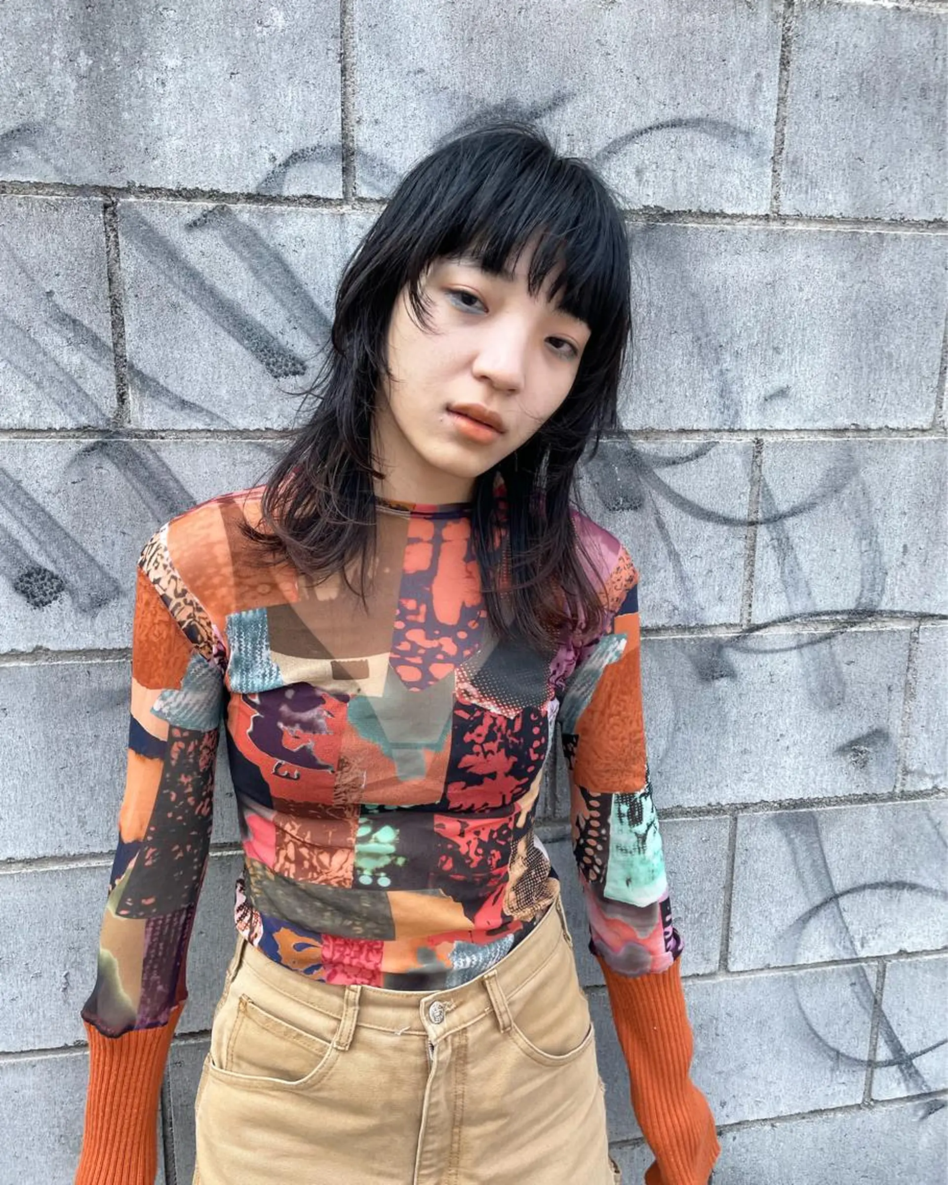 ミディアム カラー パーマ ヘアアレンジ メンズ キッズ ネイル マツエク・マツパ アイブロウ メンズウルフカット ウルフカット カット ヘアカラー トリートメント tatsumi/ボブ ウルフ/レイヤーのヘアスタイル