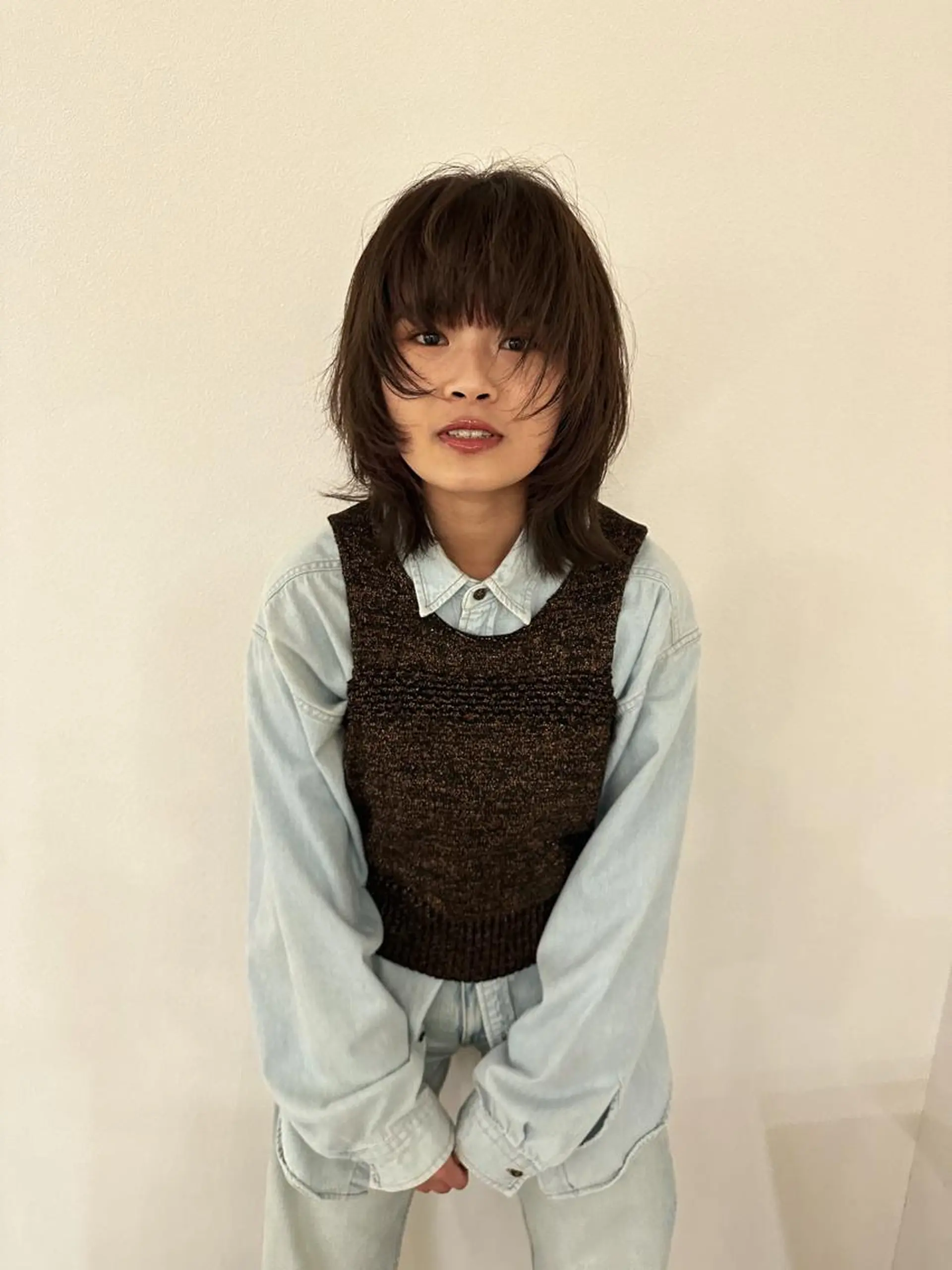 ミディアム ウルフカット メンズハイトーン/栄 /イトウタケルのヘアスタイル