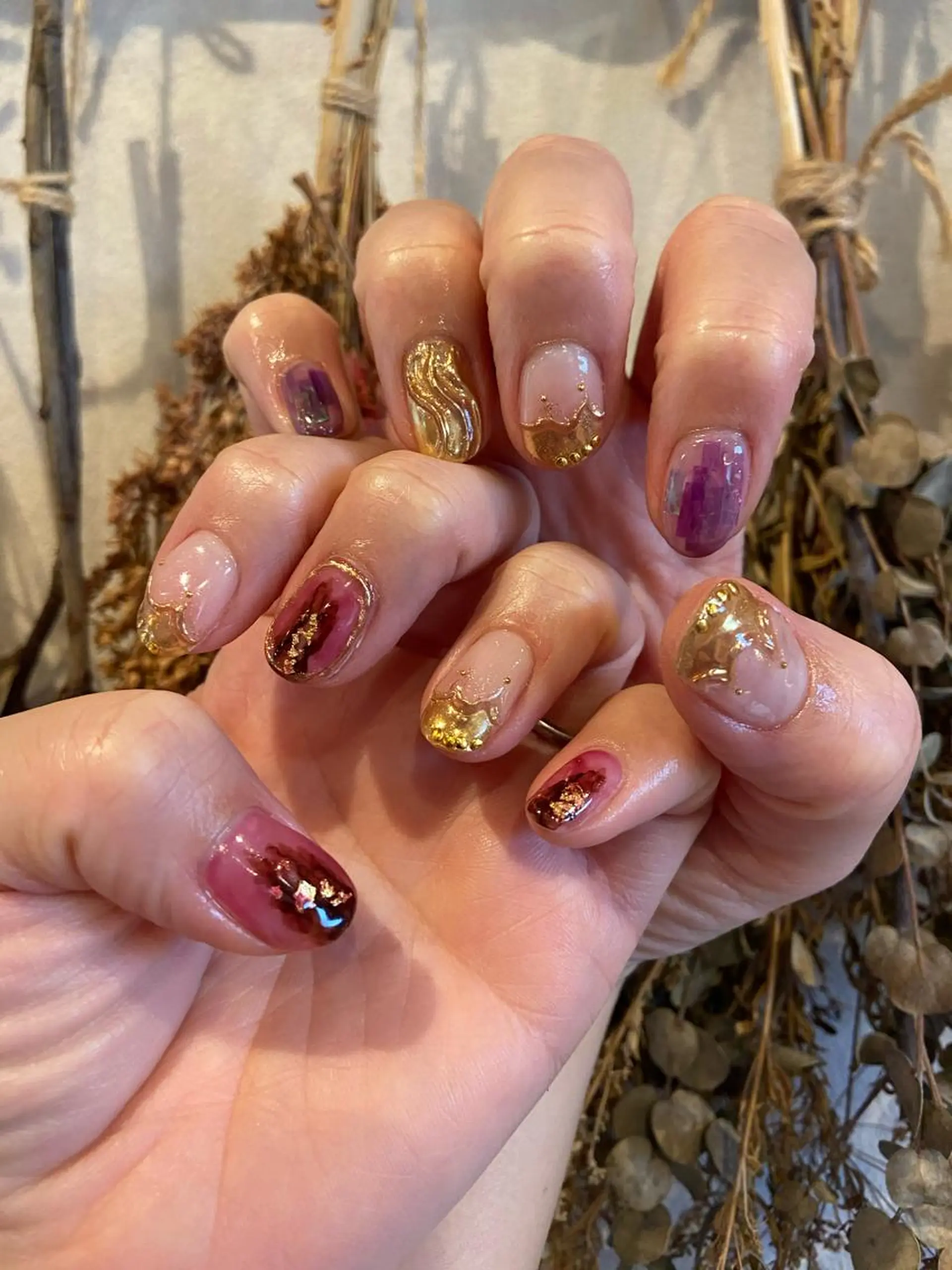 ネイル アートネイル ミラーネイル ニュアンスネイル 春ネイル . unffのネイルデザイン