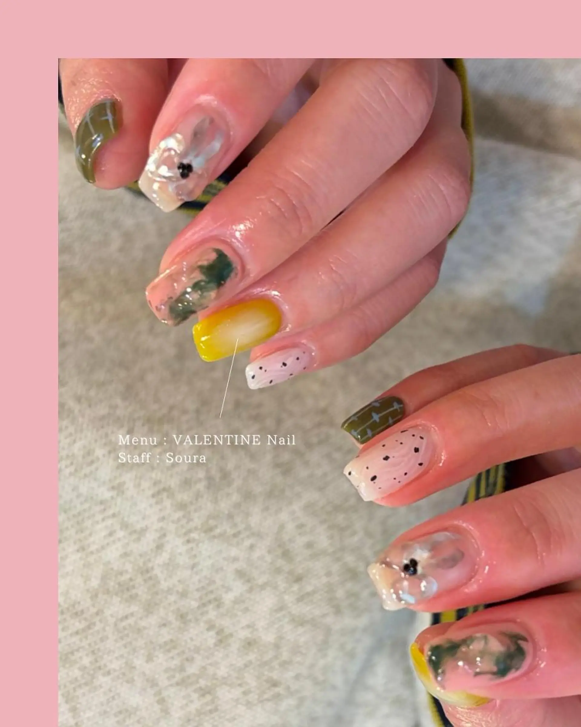 ネイル ブルー ピンク バレンタイン ハンドネイル 〖IEN〗Soura (ソウラ/想来)のネイルデザイン