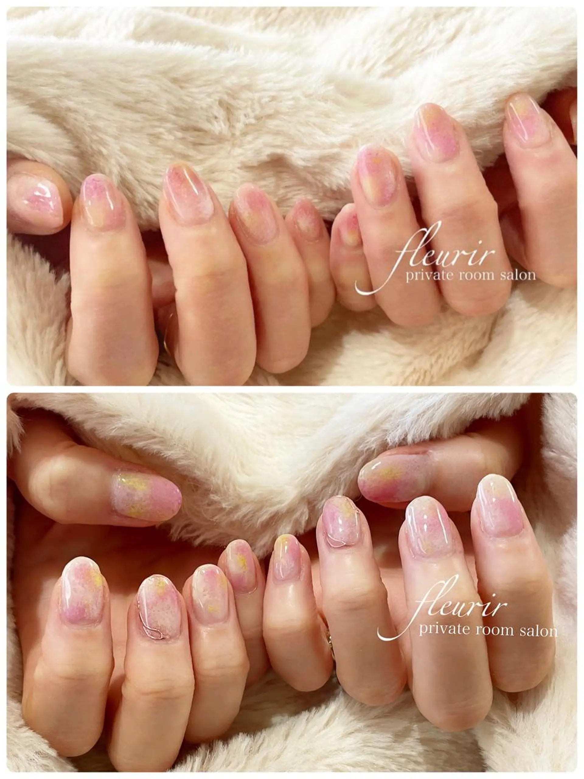 ネイル アートネイル 長さ出し ジェルネイル ハードジェル ピンク フルリール 【プライベートサロンのネイルデザイン