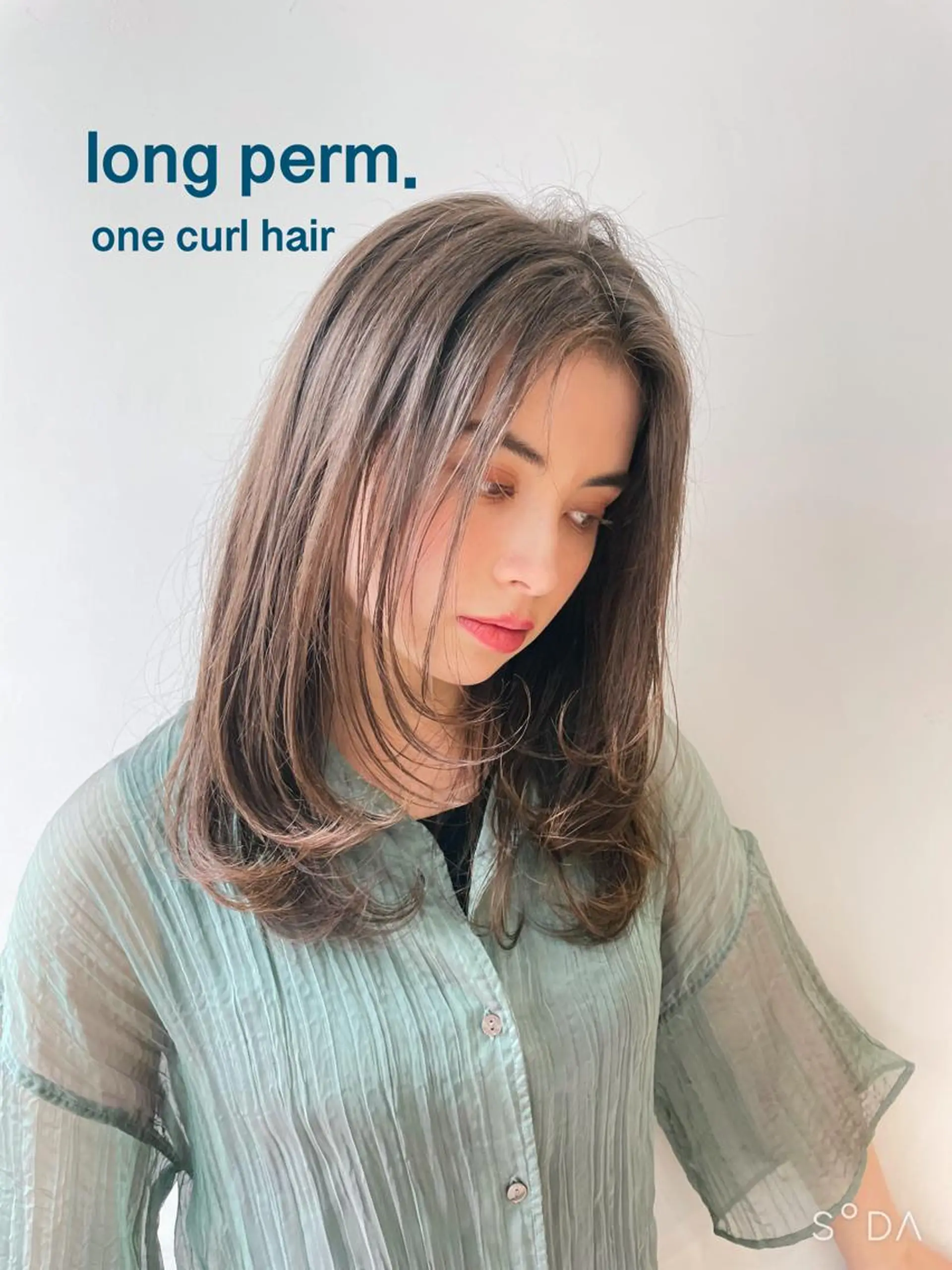 セミロング パーマ セミロングパーマ 顔まわりレイヤー 顔周りカット レイヤーカット ボブ/ミディアム 親しみやすさ/さくらのヘアスタイル