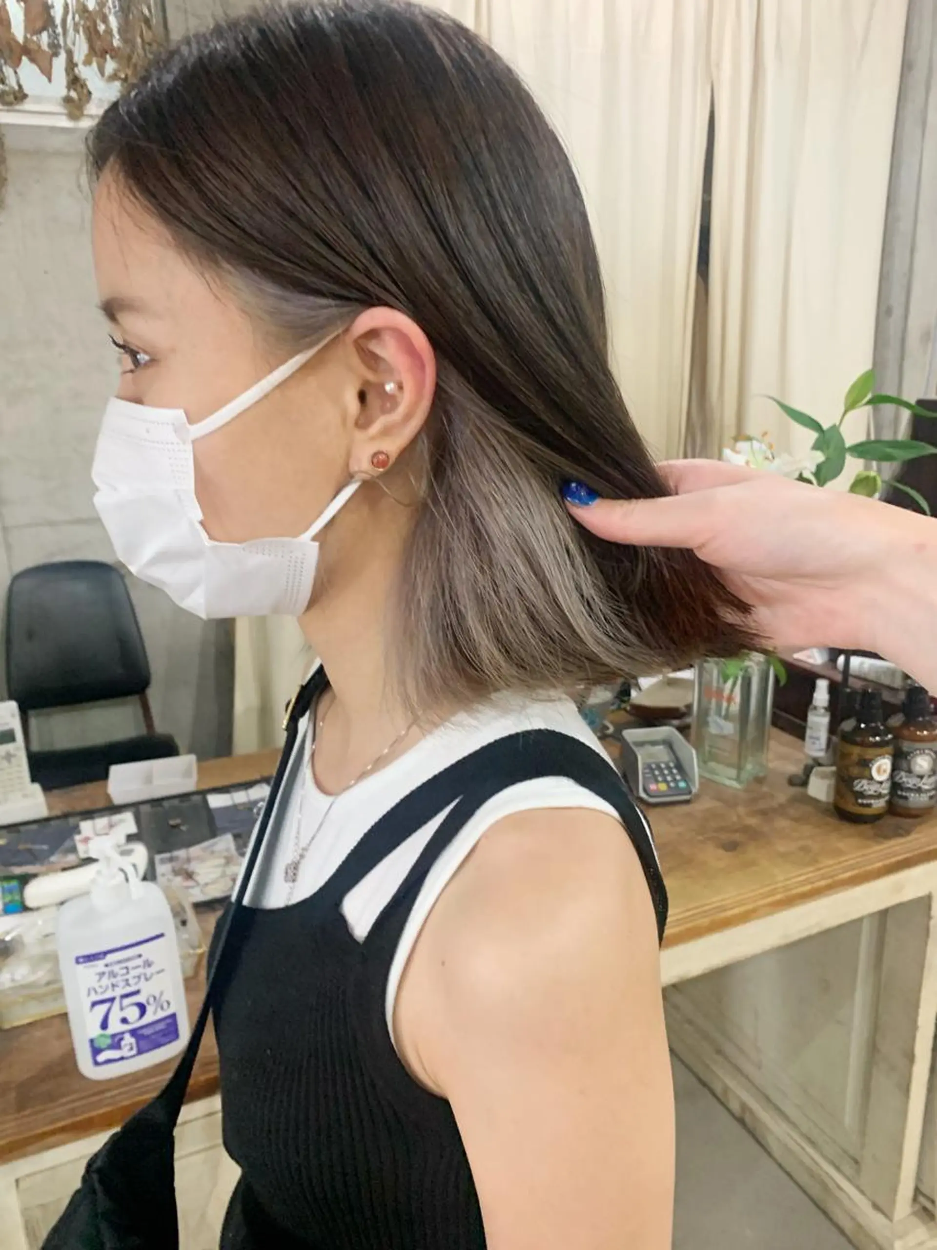 ミディアム カラー ブリーチ インナーカラー kimika🥑 メンズ/髪質改善のヘアスタイル