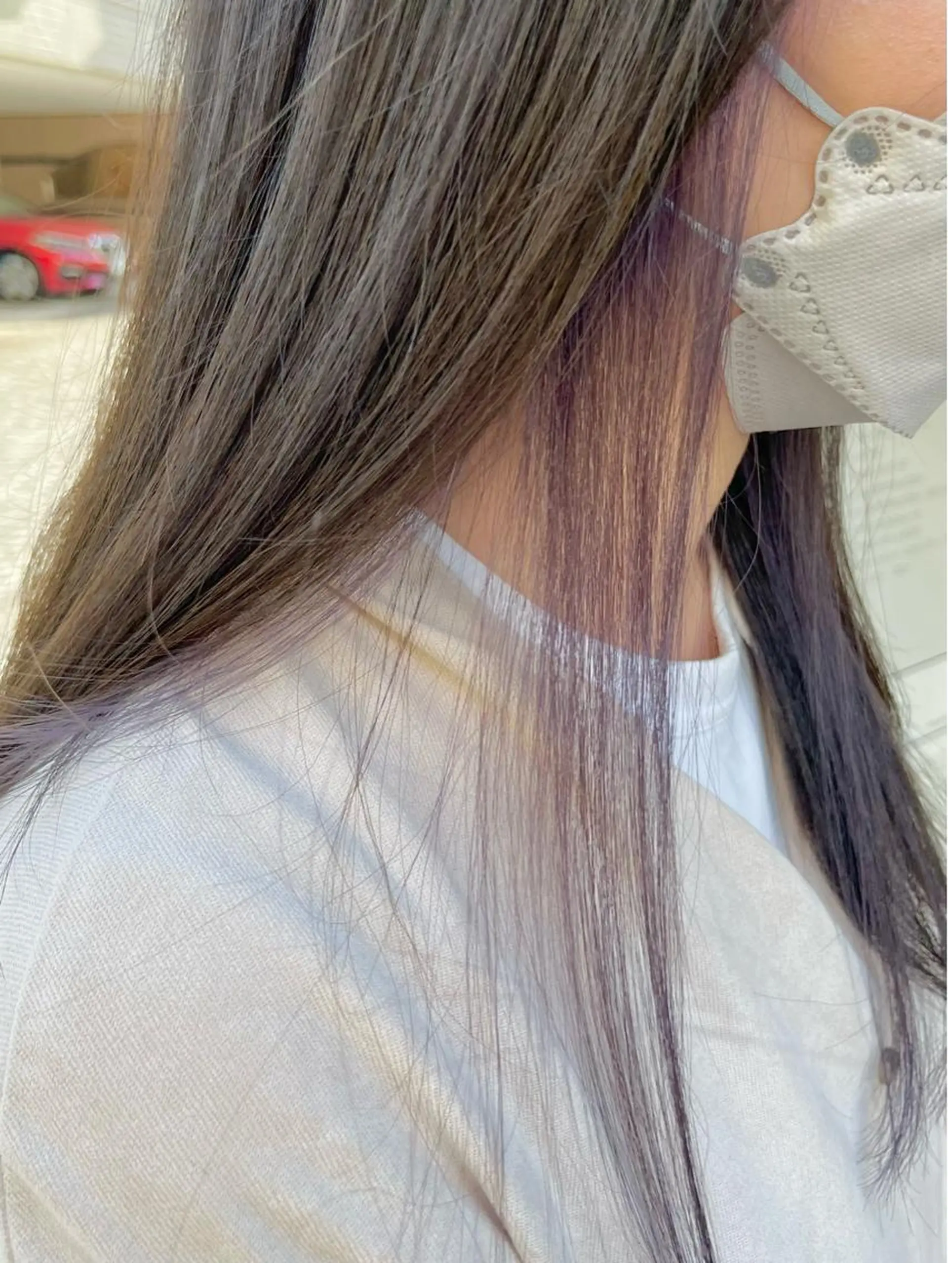 セミロング カラー ラベンダーカラー ヘアカラー FUJINO RYOのヘアスタイル