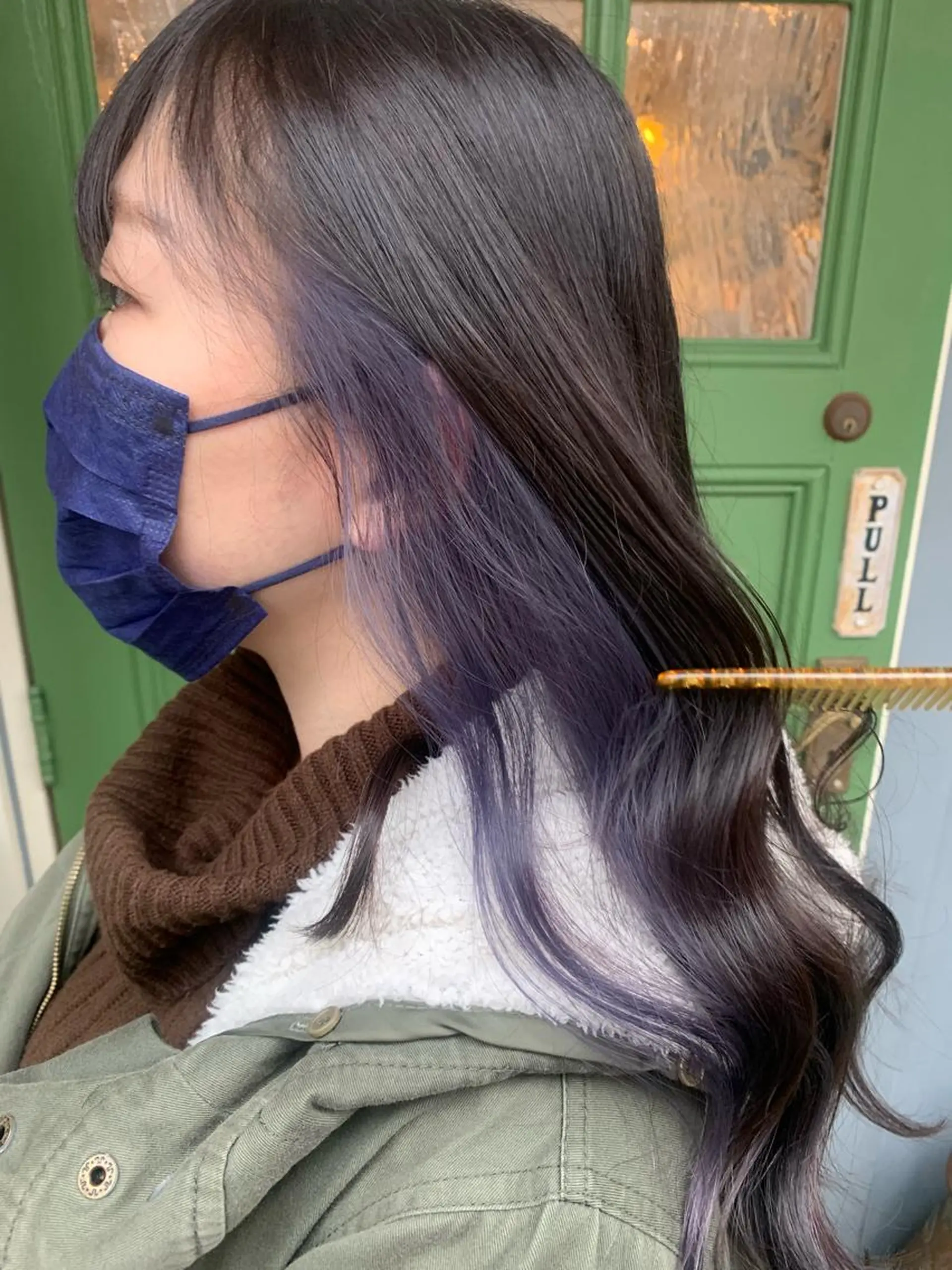 ロング カラー 縮毛矯正 トリートメント 清水千優/パーマ/透 明感カラー/メンズのヘアスタイル