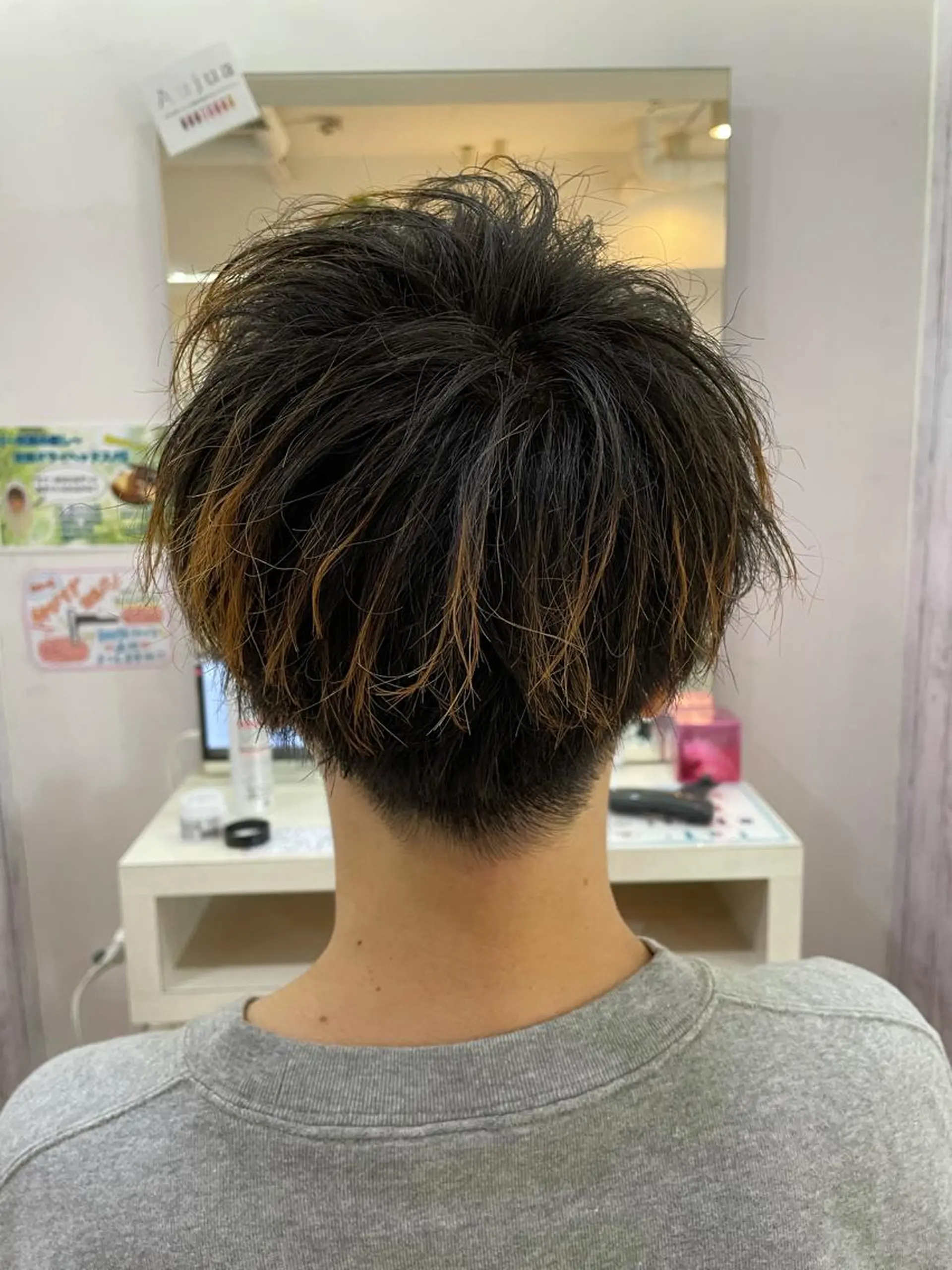 ショート メンズ マッシュ カット 髪質改善× ハイライト溝江のヘアスタイル