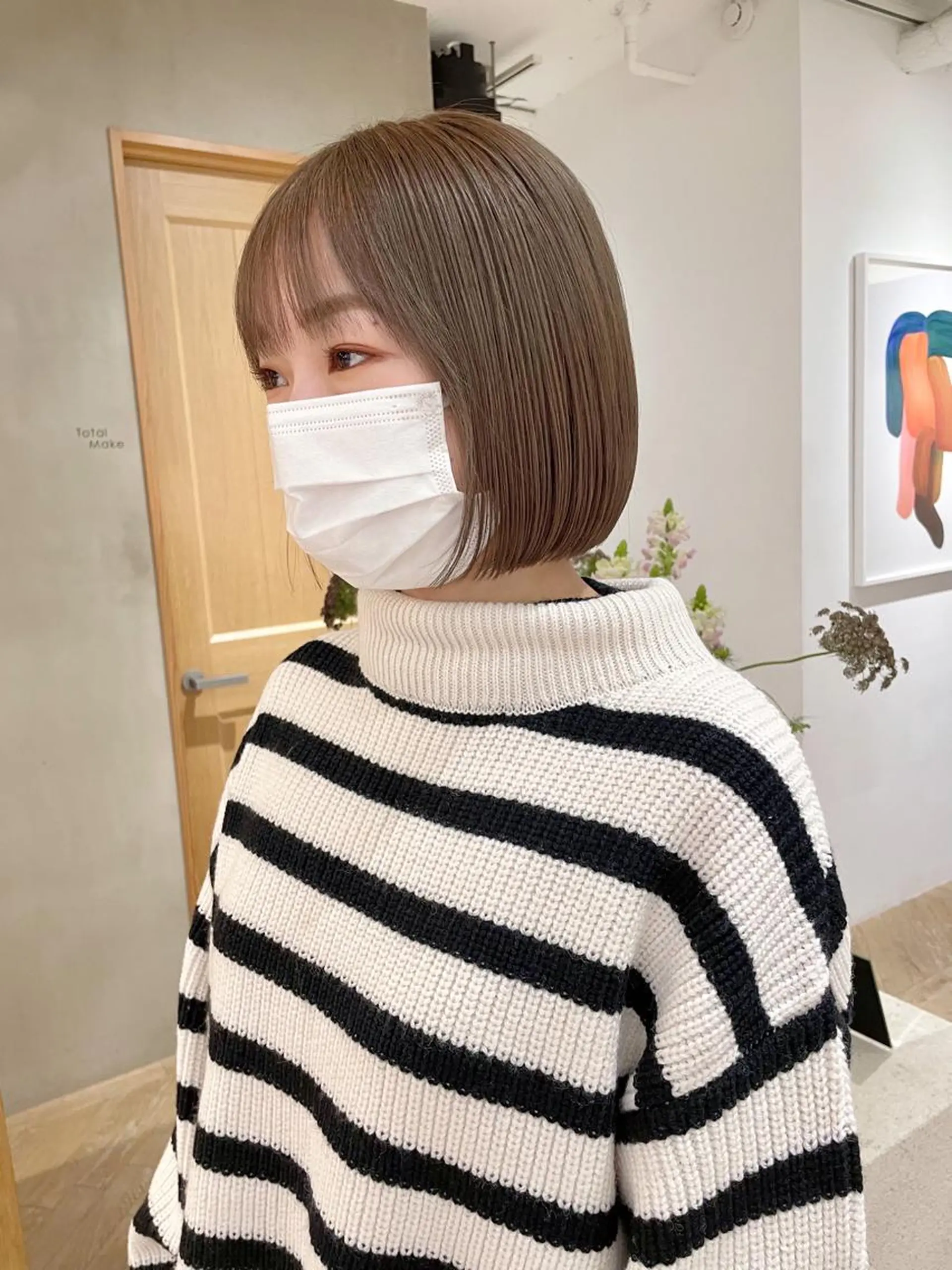 ミディアム カラー ブリーチ ケアブリーチ ダブルカラー イヤリングカラー グレージュ カット ヘアカラー トリートメント ボブ/レイヤー 🌟梅田盛一🌟のヘアスタイル