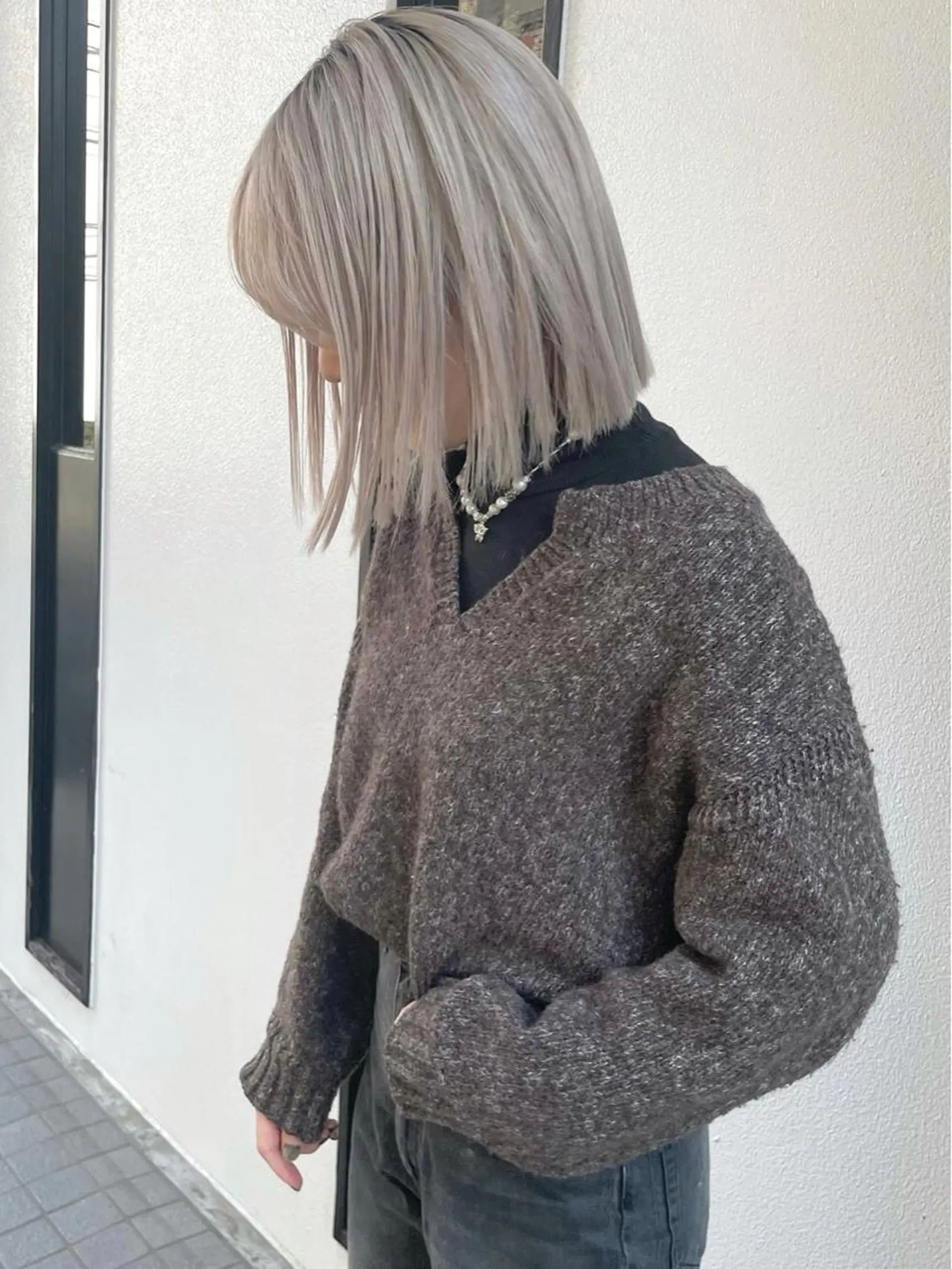 ミディアム カラー ベージュカラー ホワイトベージュ カット 韓国ヘア🤍 ayanaのヘアスタイル