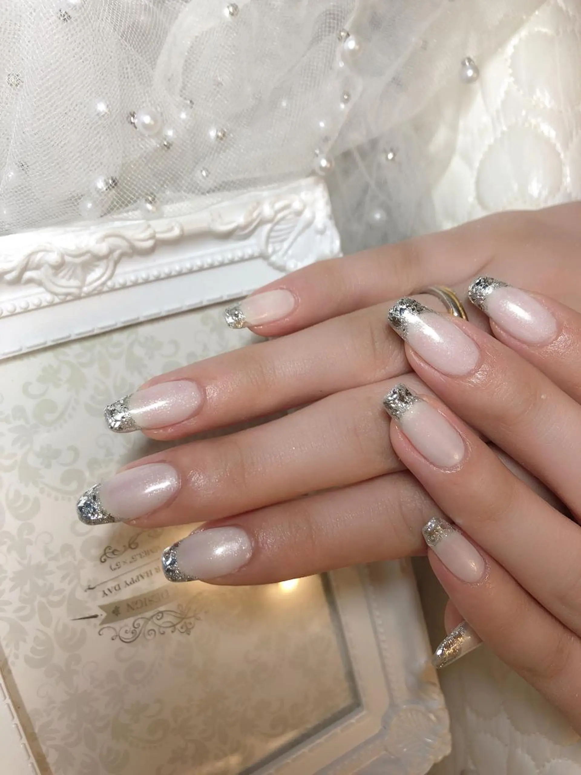 ネイル フレンチネイル ガラスフレンチ Eveネイル チップスカルプ専門店のネイルデザイン