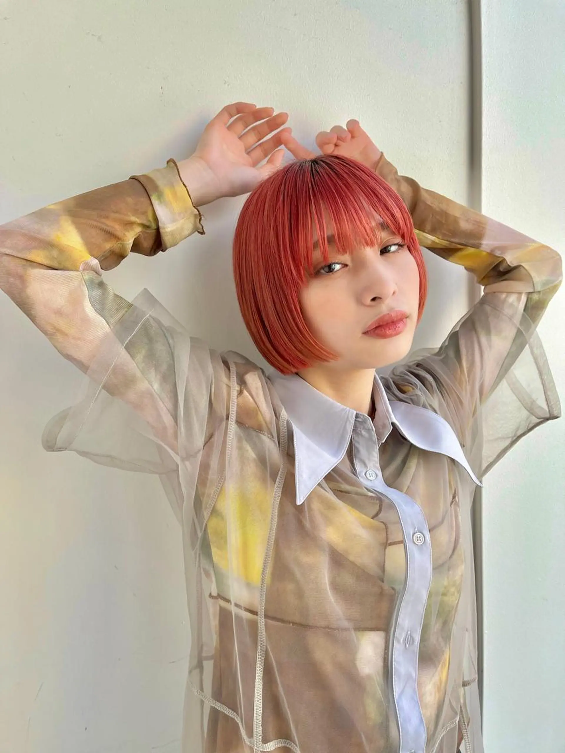 ショート カラー ボブ カット ヘアカラー あやめ【顔まわり/レ イヤー/柔らかカラ】のヘアスタイル