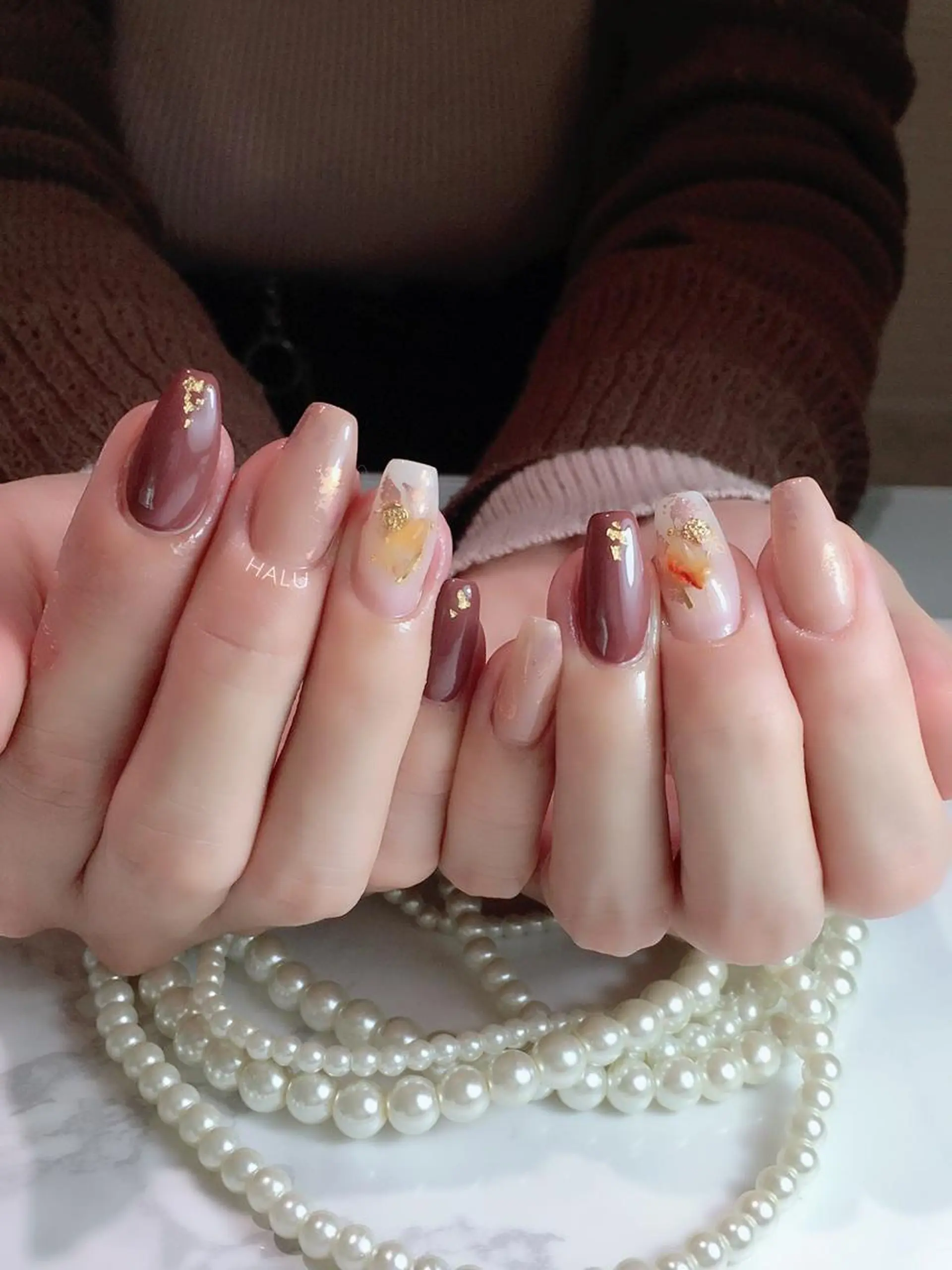 ネイル ブラウン HALU ハルのネイルデザイン