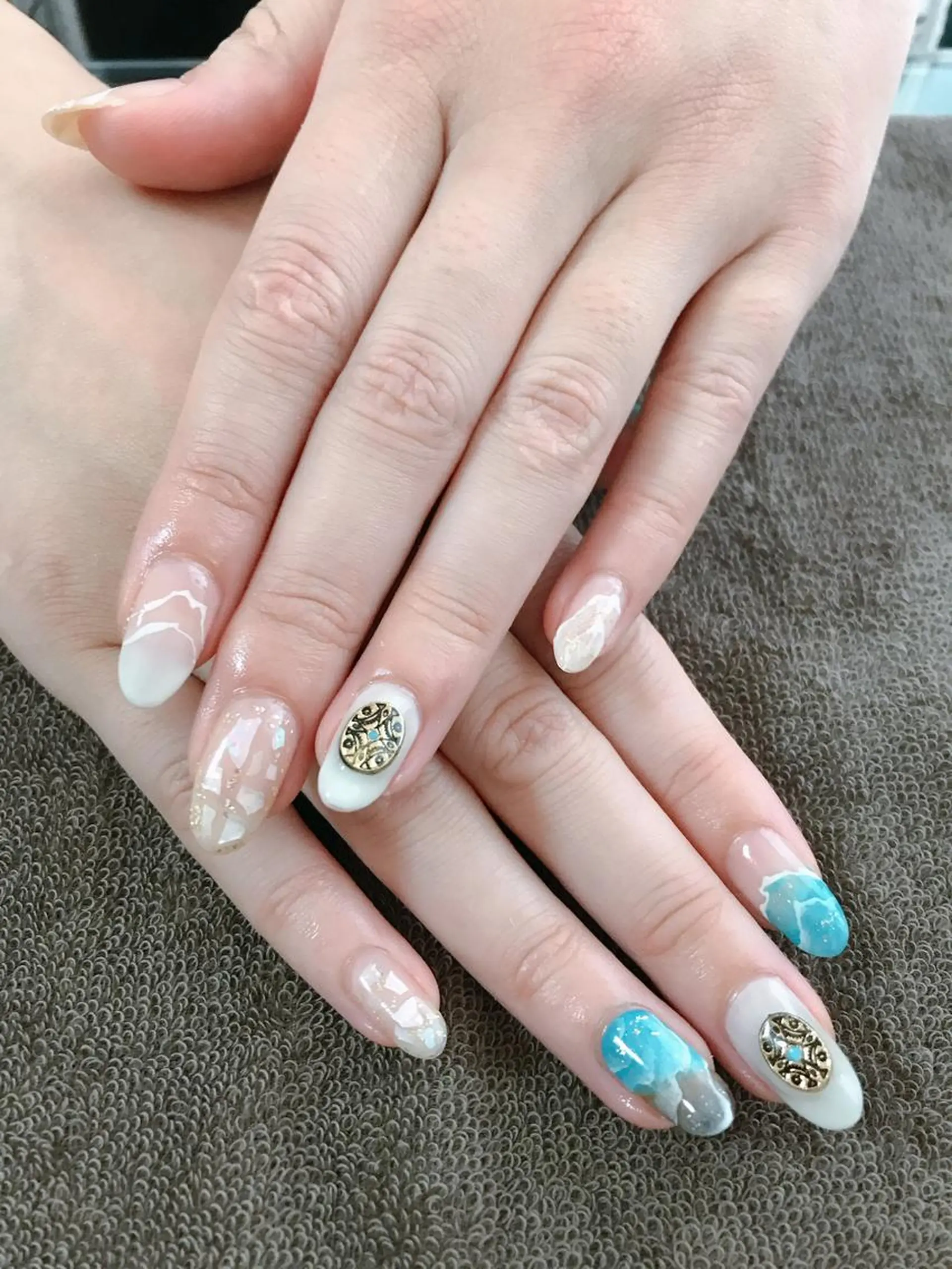 ネイル アートネイル ブルー ハンドネイル Masuko Yasukaのネイルデザイン