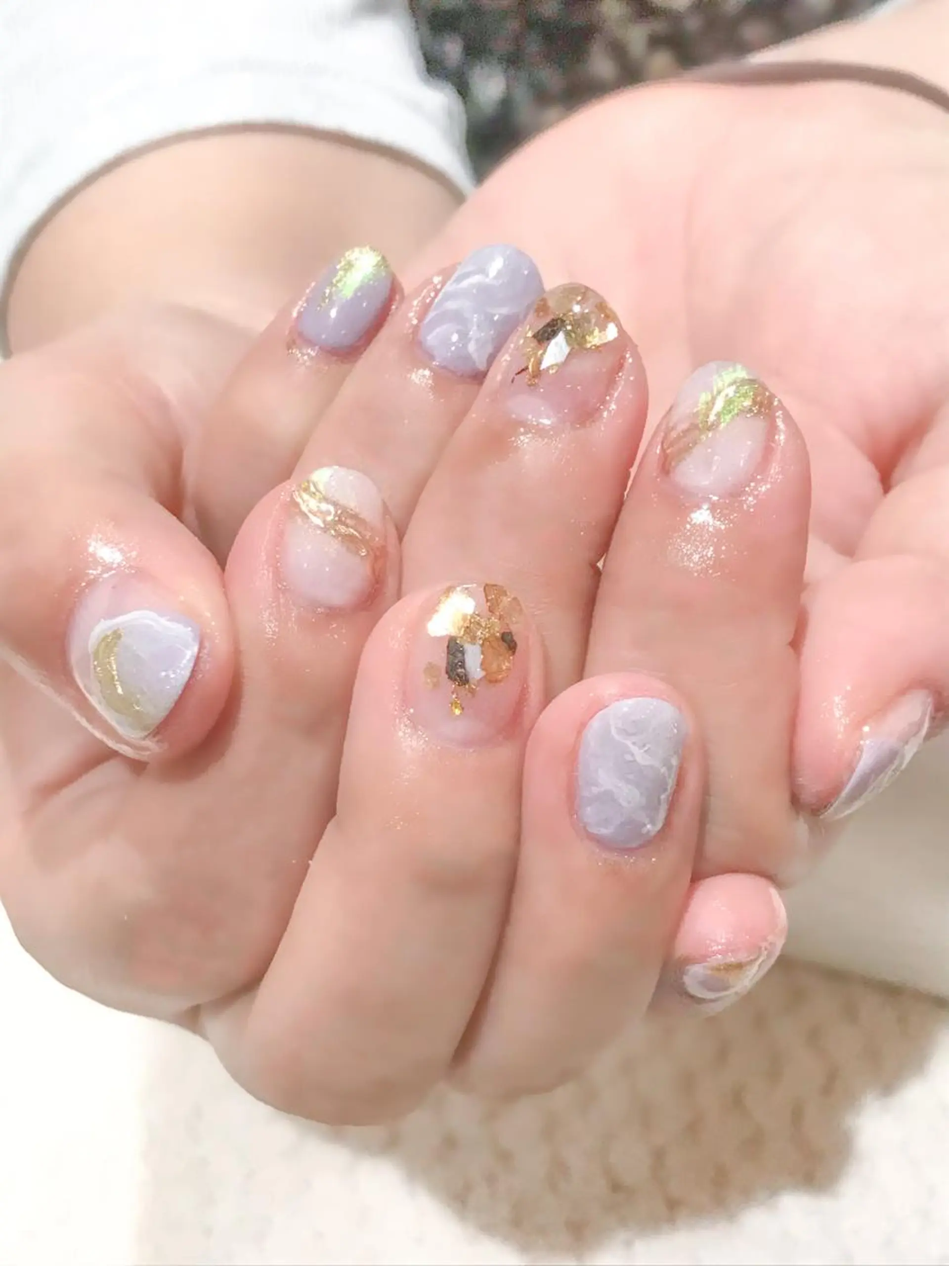 ネイル ジェルネイル ニュアンスネイル パープル 春ネイル Nyanco Nailのネイルデザイン