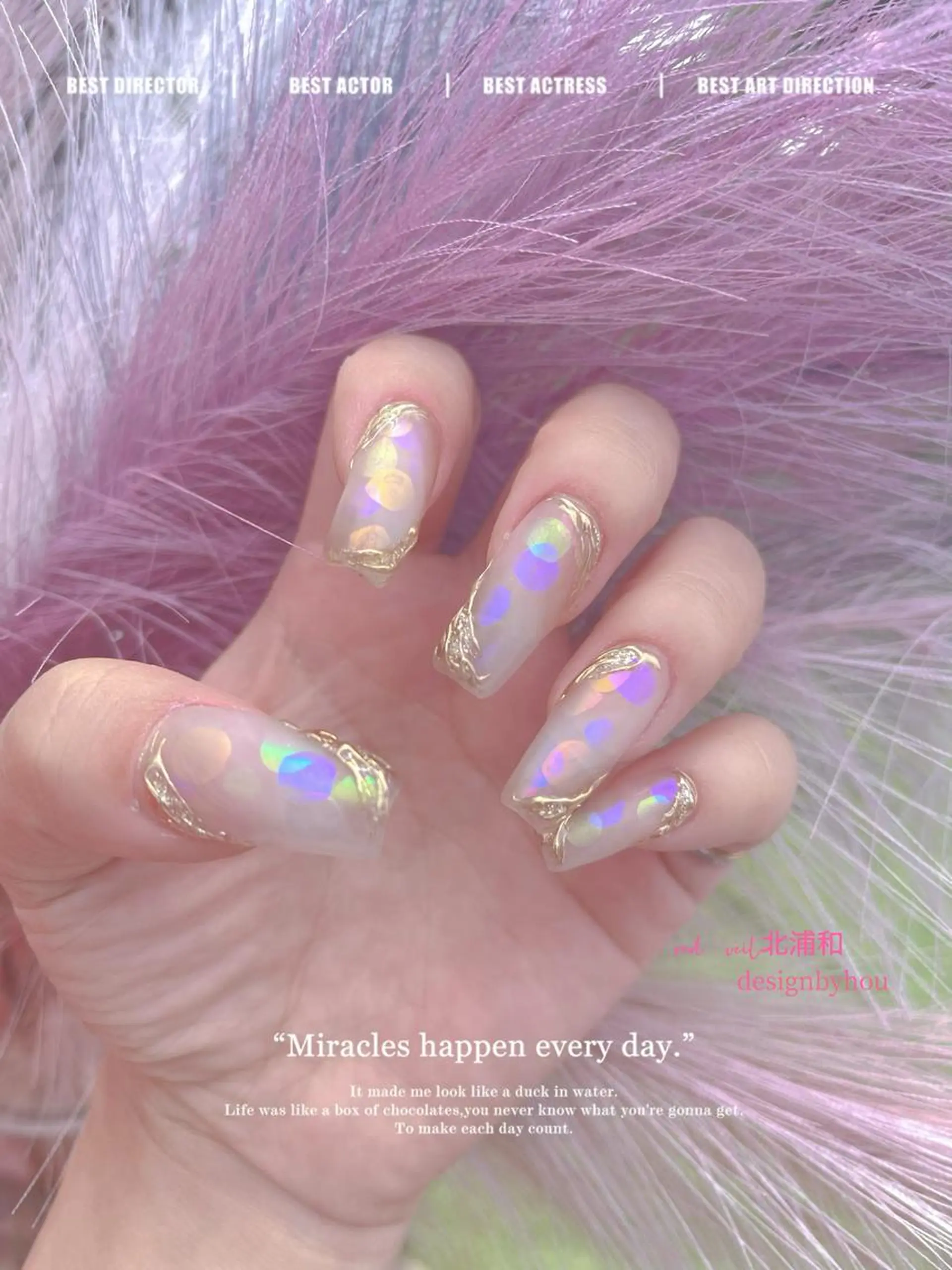 ミディアム ネイル ハンドネイル 長さ出し専門 nynaのネイルデザイン