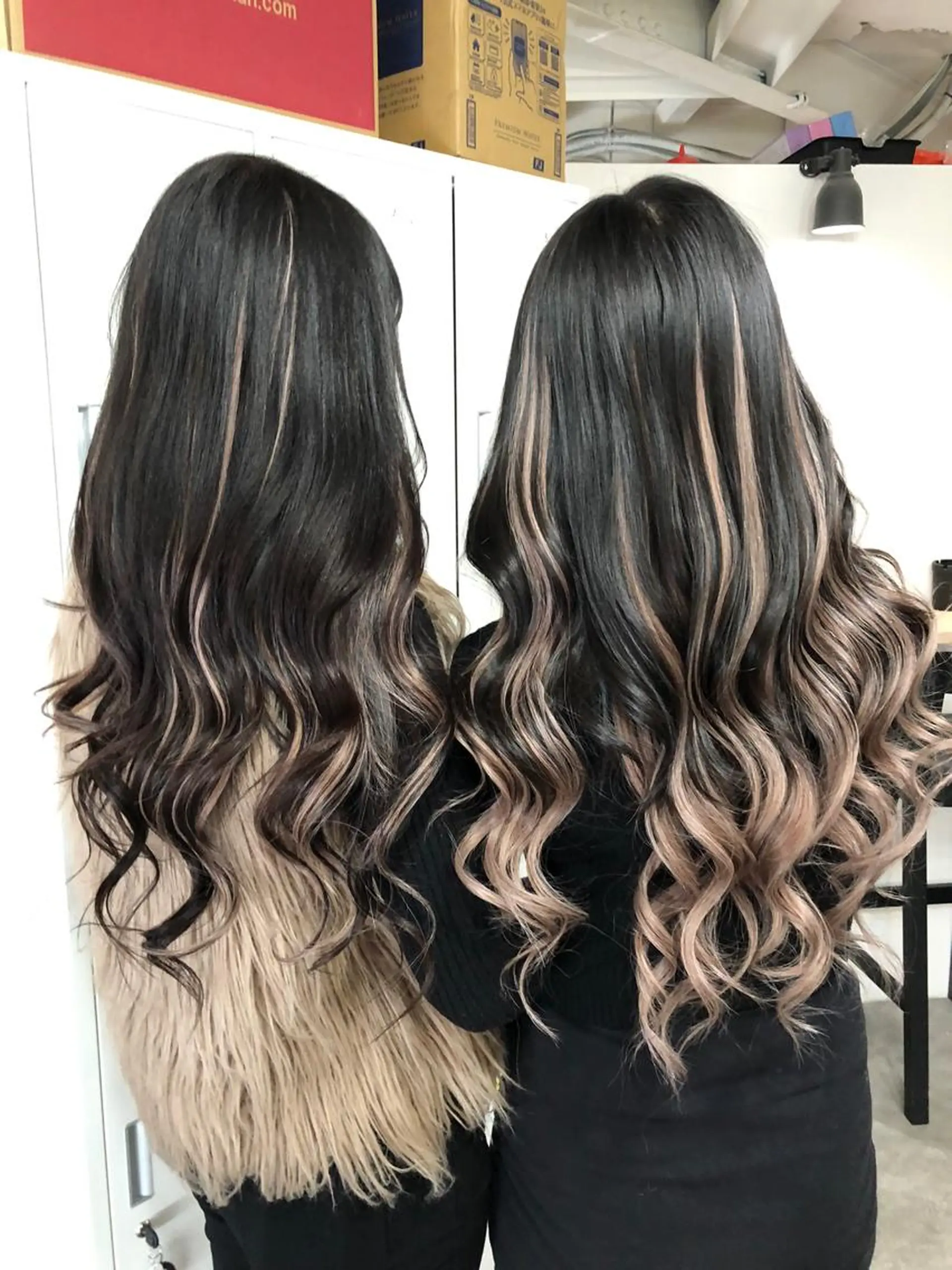 ロング カラー シールエクステ バレイヤージュ ブリーチ ハイトーンカラー エクステ alpha. カラーエクステ下妻のヘアスタイル