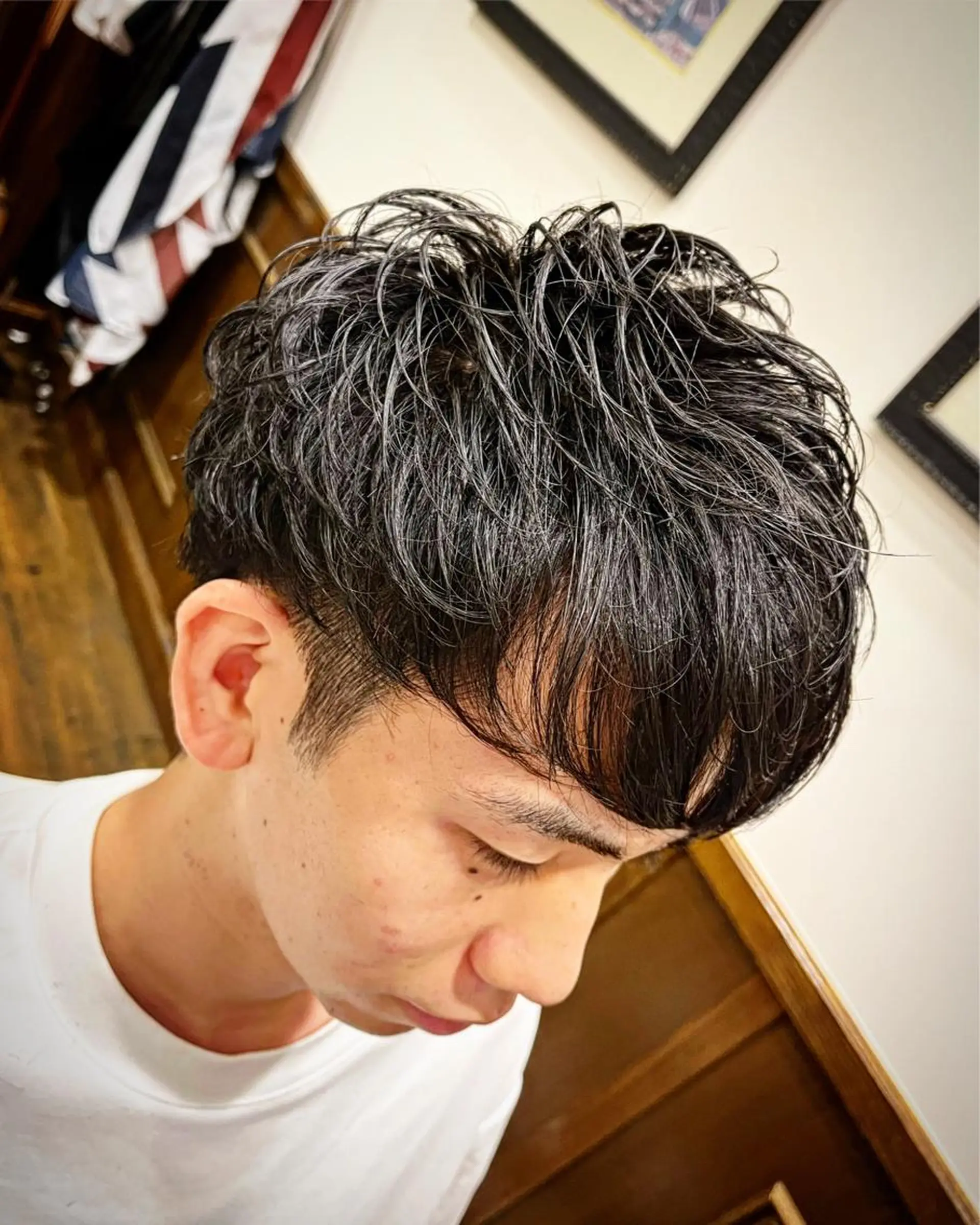 ショート パーマ メンズ ヒロ銀座 バーバーショップ神楽坂所属・ひらお あおとのヘアスタイル