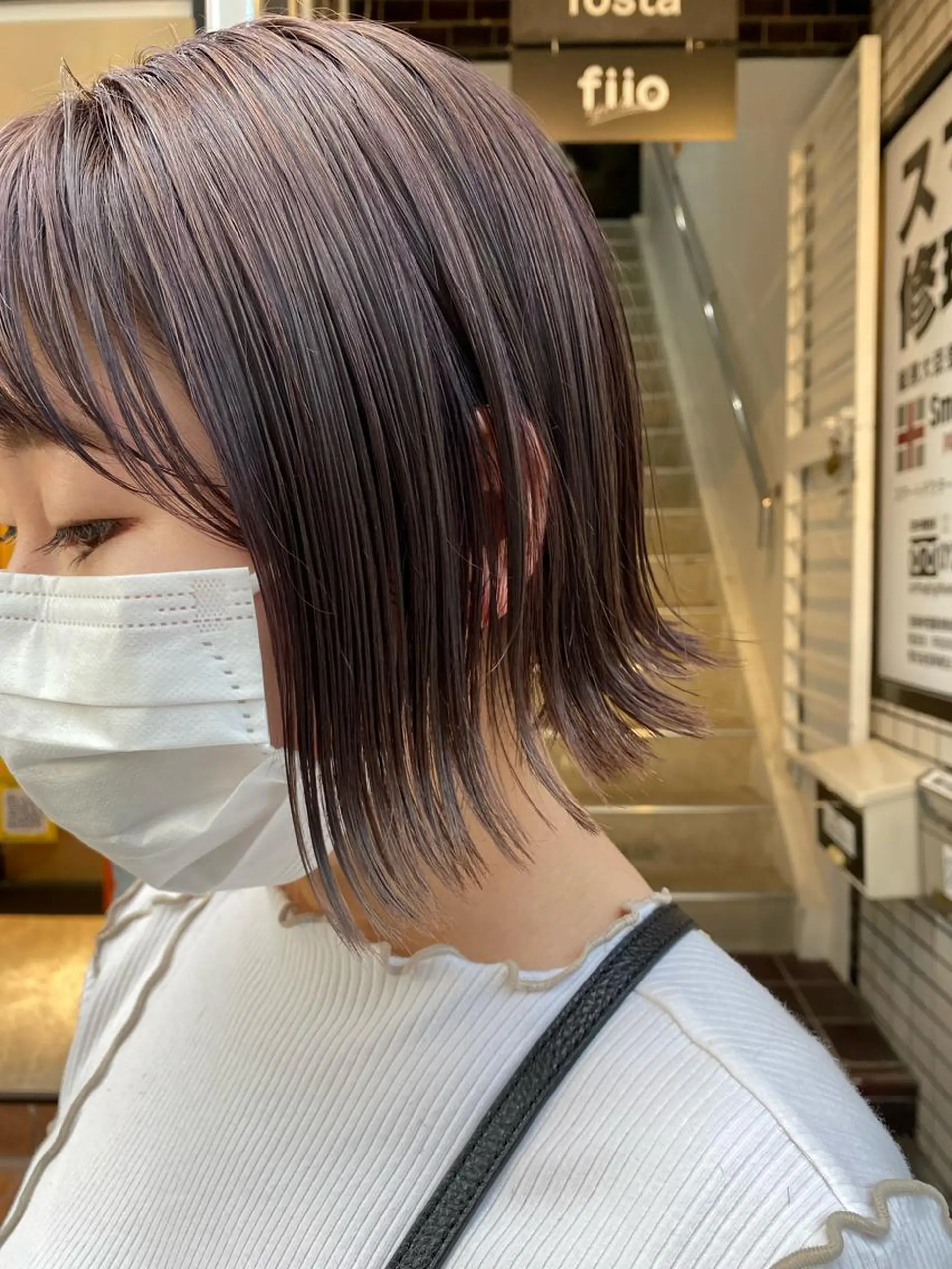 ミディアム カラー ヘアカラー トリートメント ツキノキ ミナのヘアスタイル
