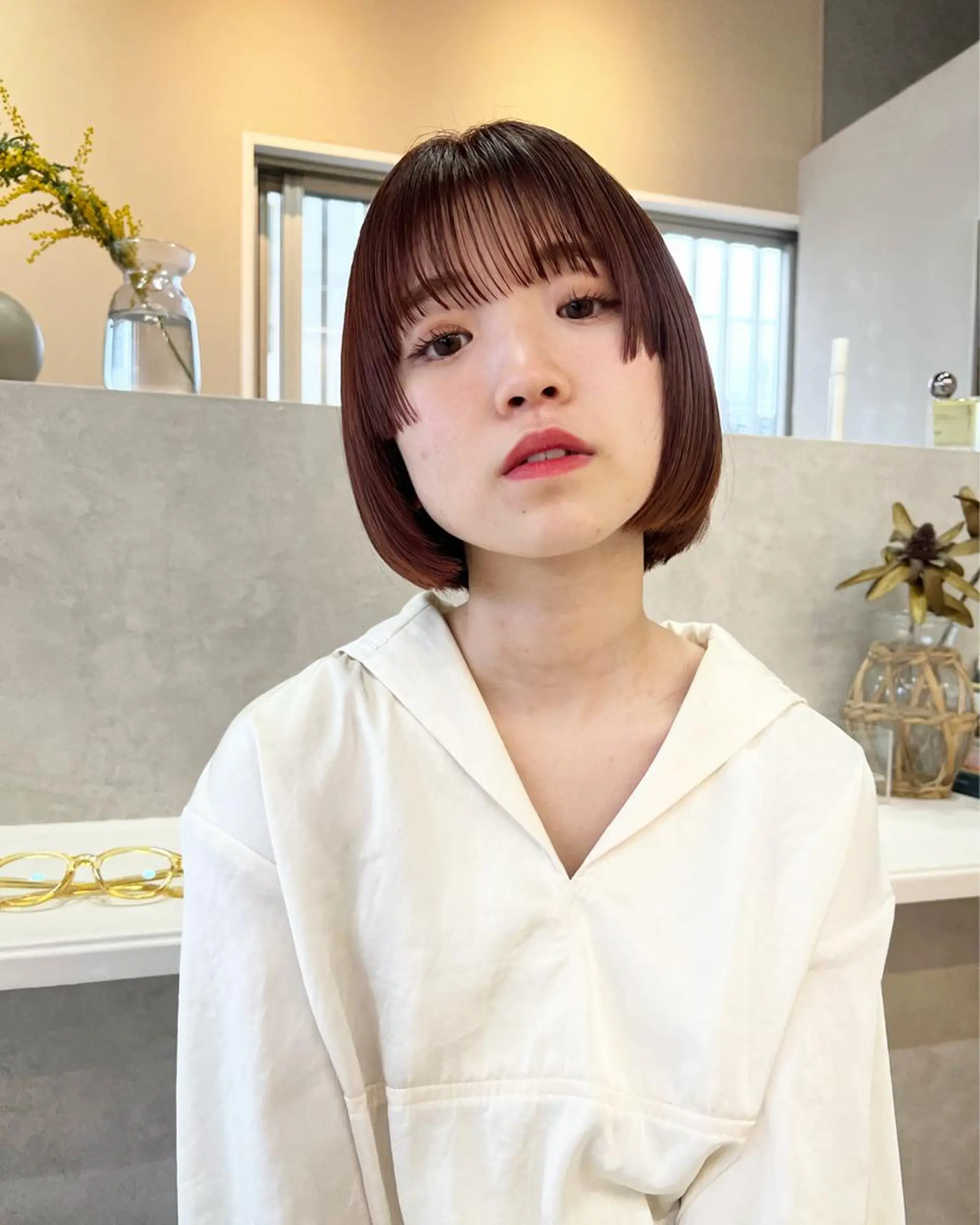 ショート カラー オレンジ レッドカラー テトネ タカシのヘアスタイル