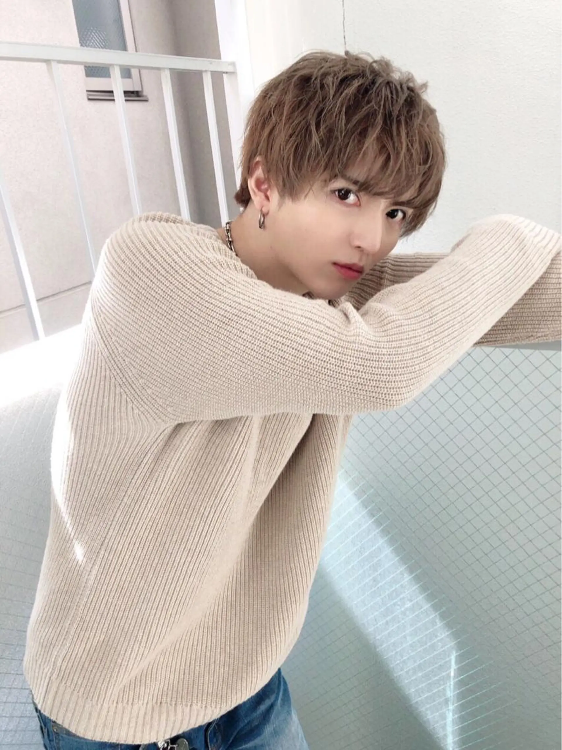 ショート カラー メンズ メンズブリーチ アッシュ アッシュブラウン ブリーチ ブラウンカラー メッシュカラー 艶髪/西尾 幸樹のヘアスタイル