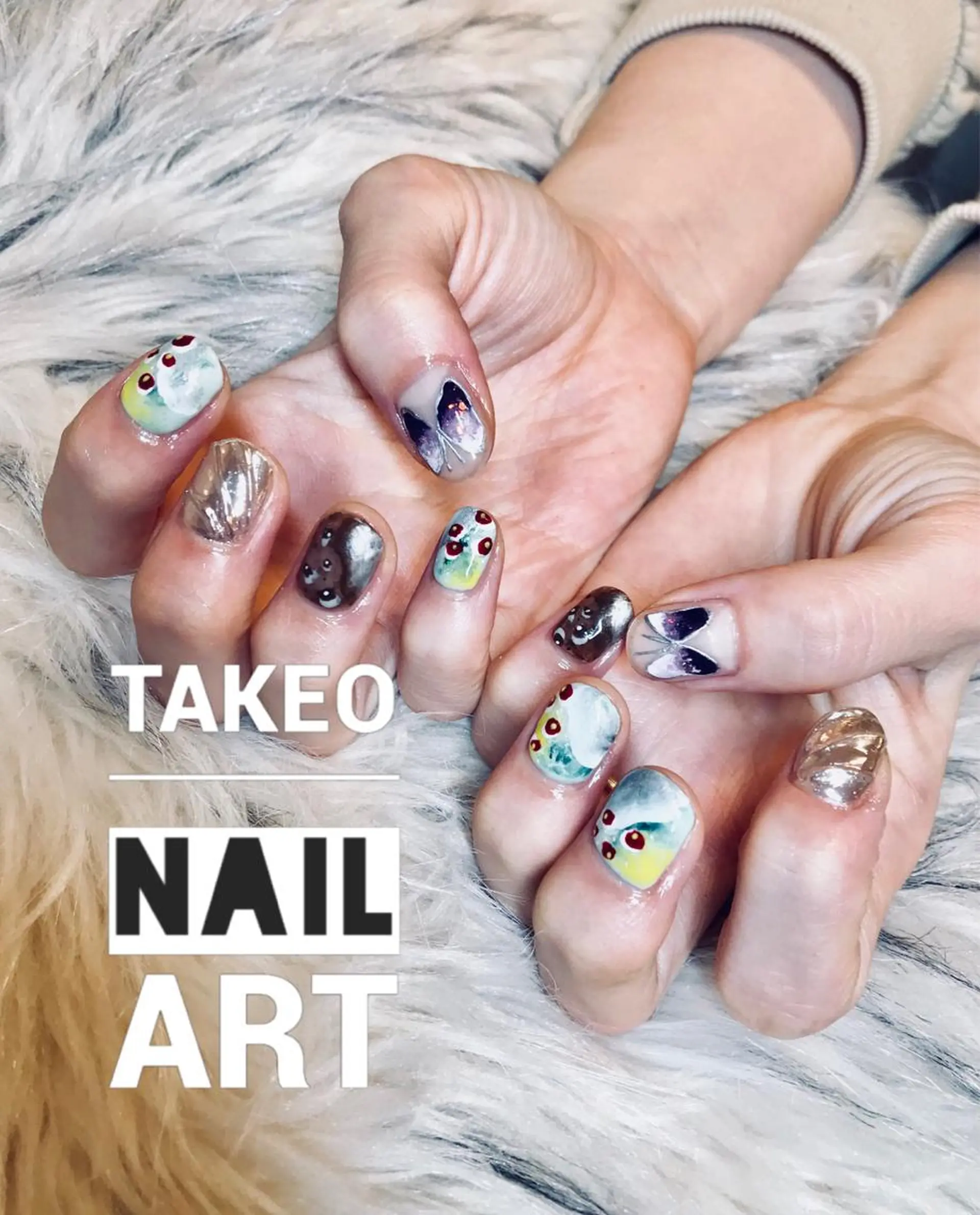 ショート ネイル ニュアンスネイル nail&eye Aoのマツエク・マツパデザイン