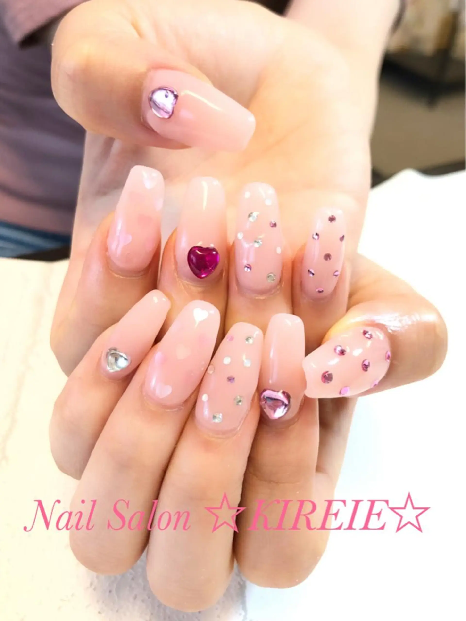 ネイル ハート スカルプネイル KIREIE NAILSのネイルデザイン