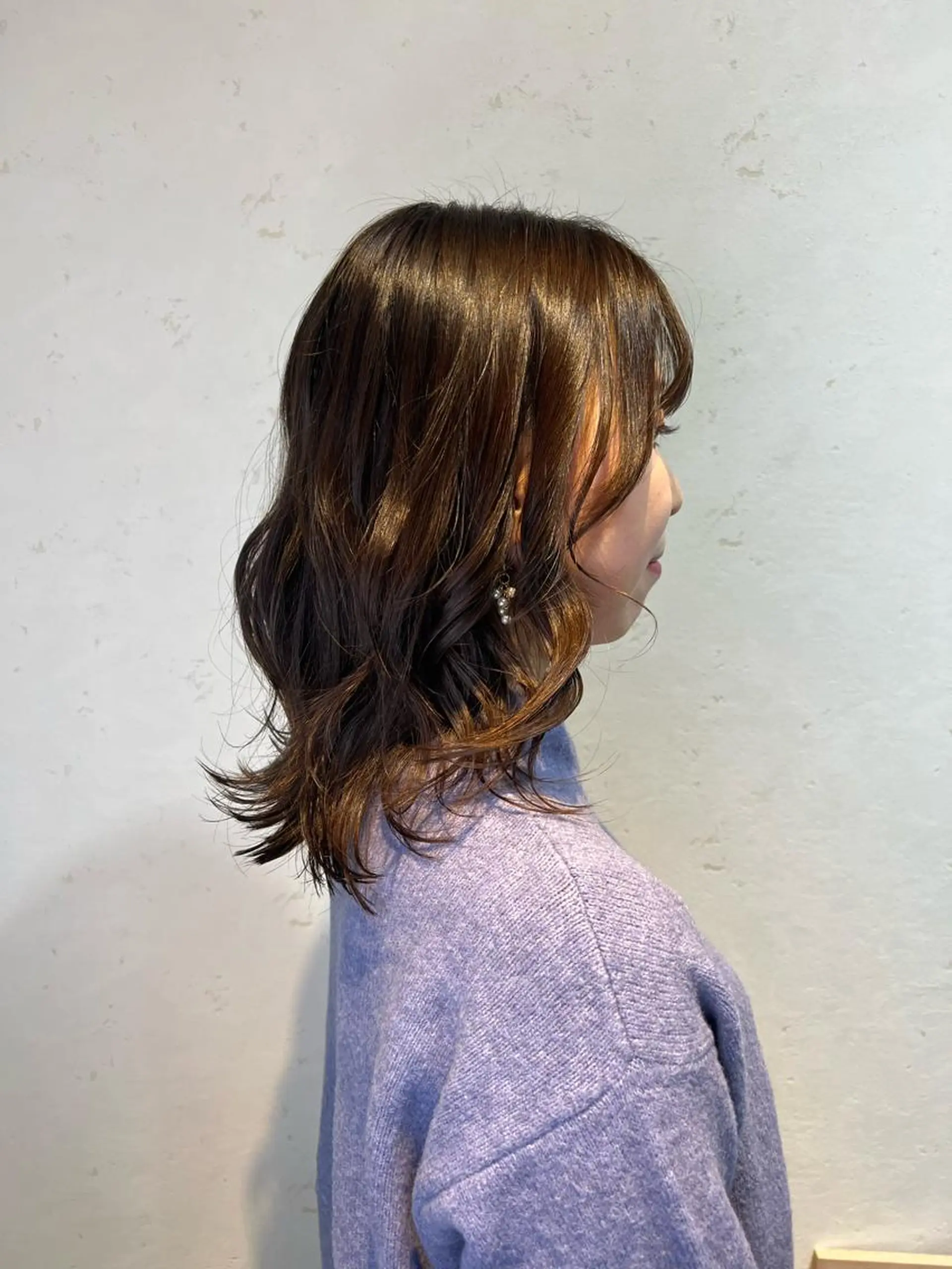 ミディアム ヘアアレンジ ヘアカラー トリートメント 人見知りさんでも安心 奥田 里佳子のヘアスタイル