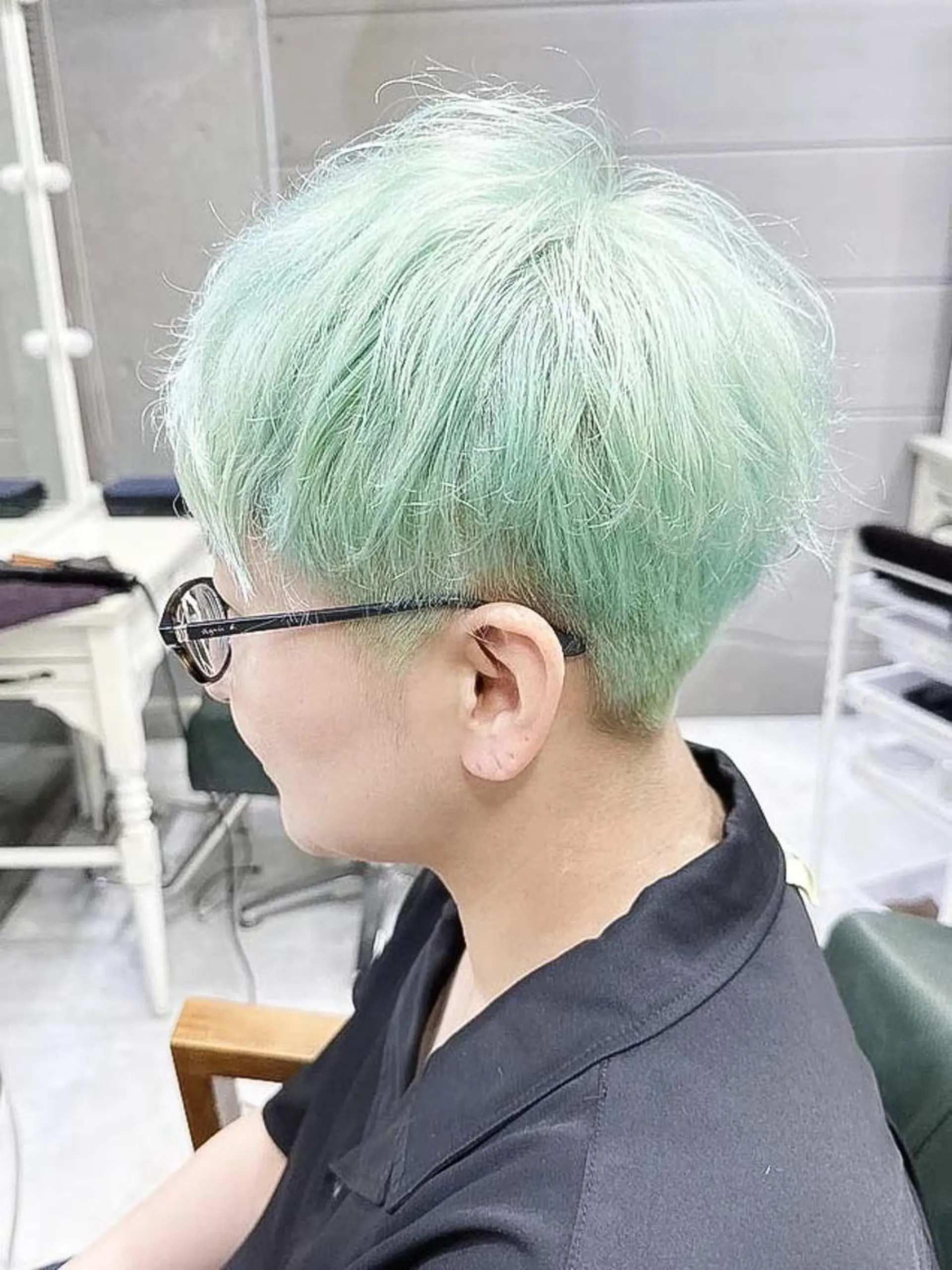 ショート カラー ヘアアレンジ ミント モテ髪透明感❤️ デイズヘアカラーのヘアスタイル