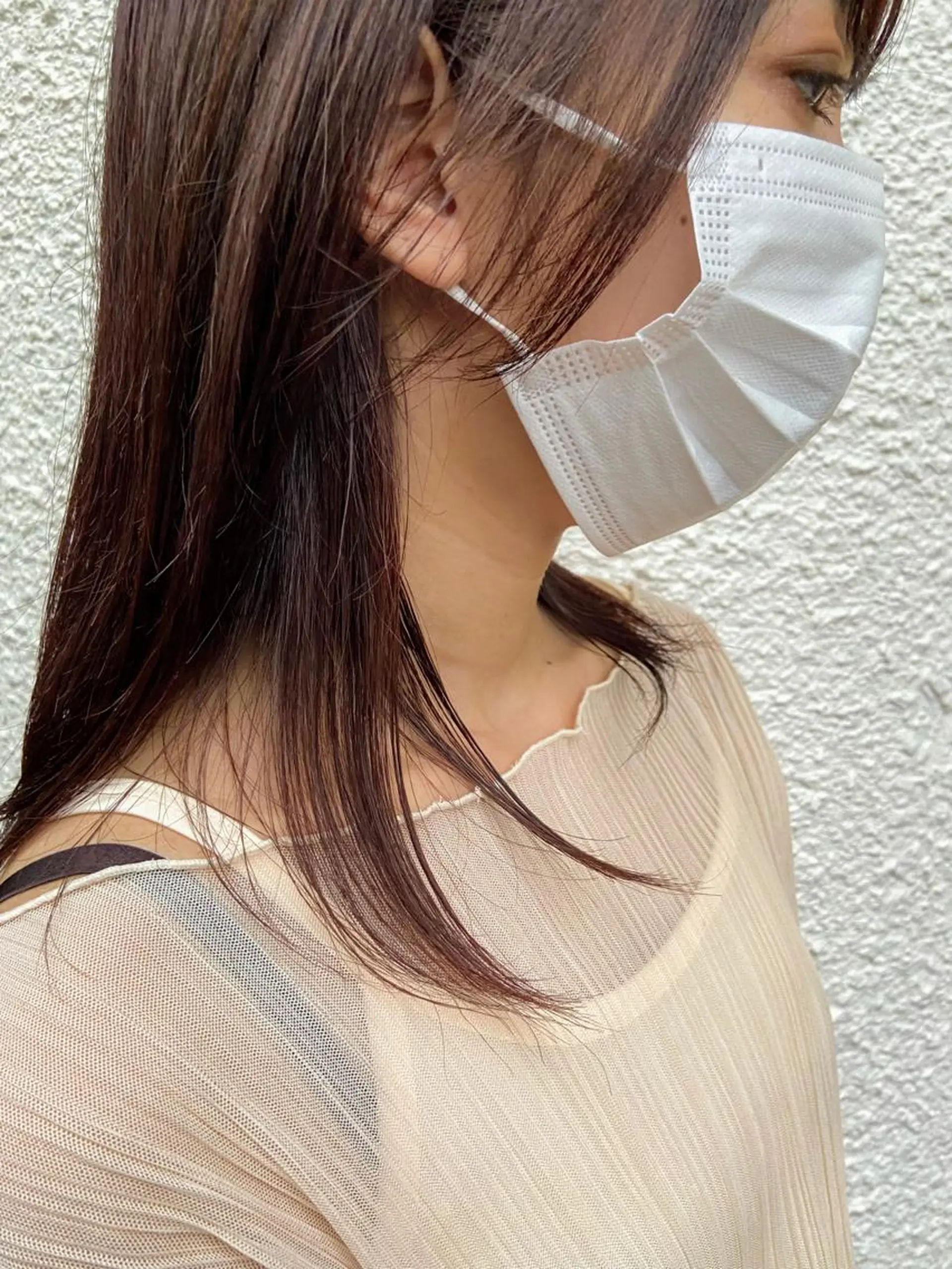 セミロング カラー ラベンダーカラー レッドカラー 髪質改善・酸性・ ストレート　Maruのヘアスタイル