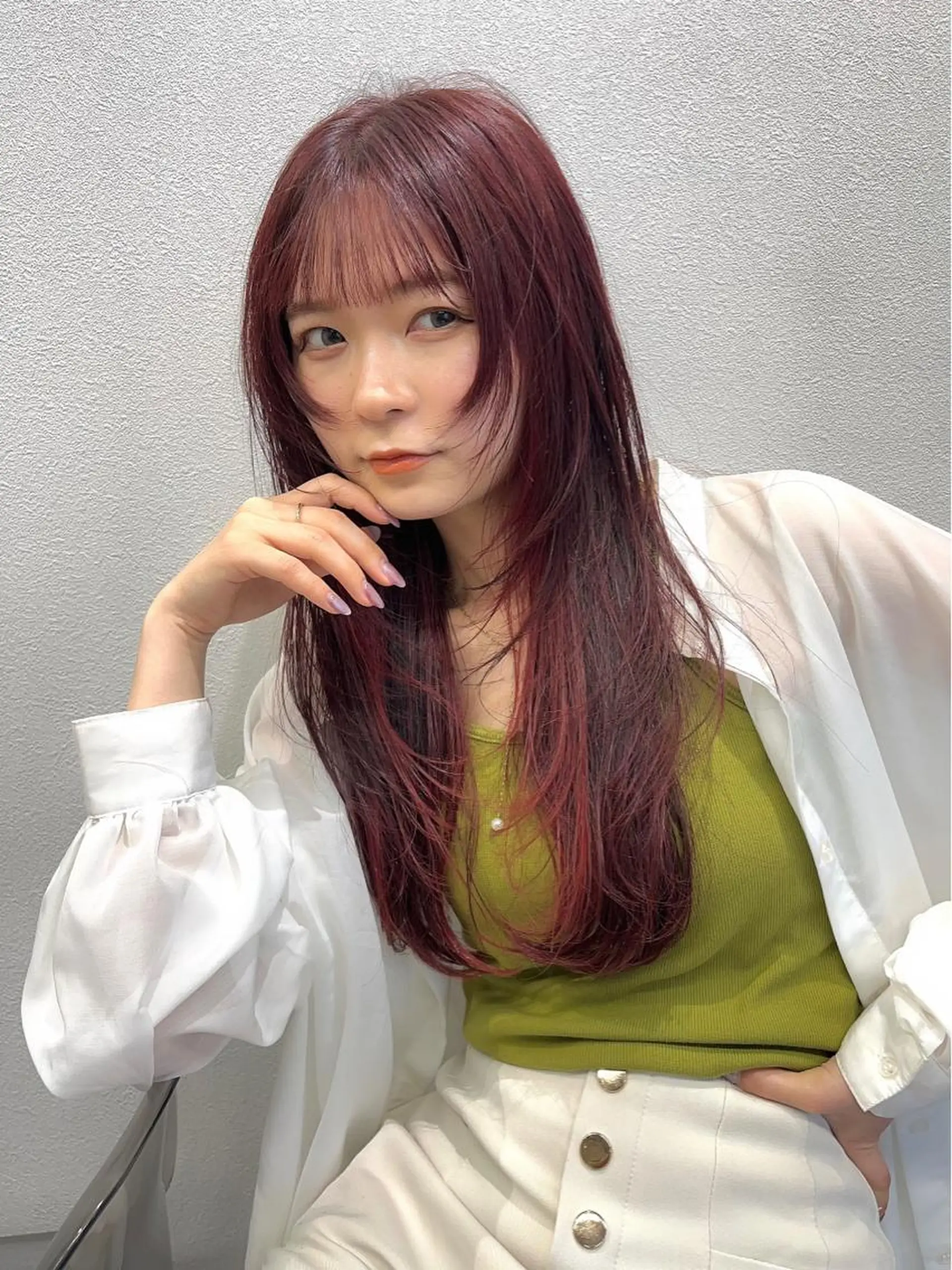 ロング カラー ヘアアレンジ キッズ ネイル マツエク・マツパ アイブロウ ヘアカラー umu.［韓国ヘア /ダウンパーマ］のヘアスタイル
