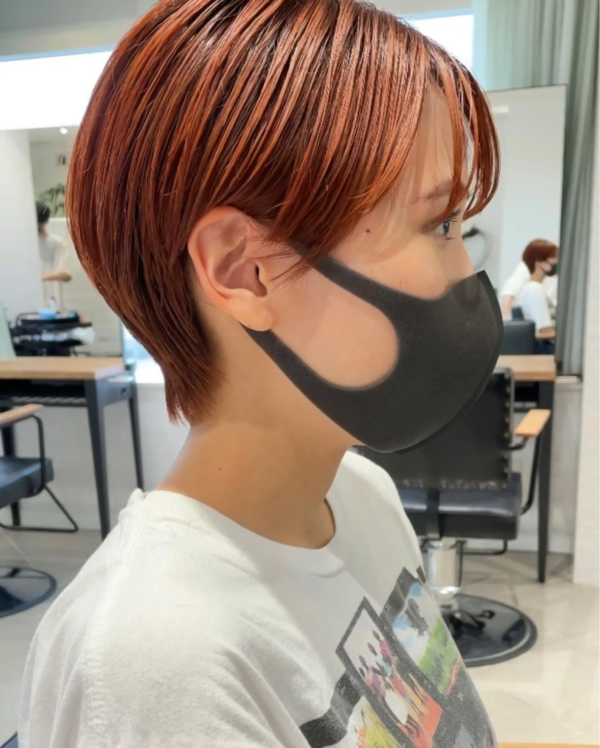 ショート カラー オレンジ ショートヘア カット ヘアカラー トリートメント Loom.所属・村上雅人 ナチュラルモードのヘアスタイル