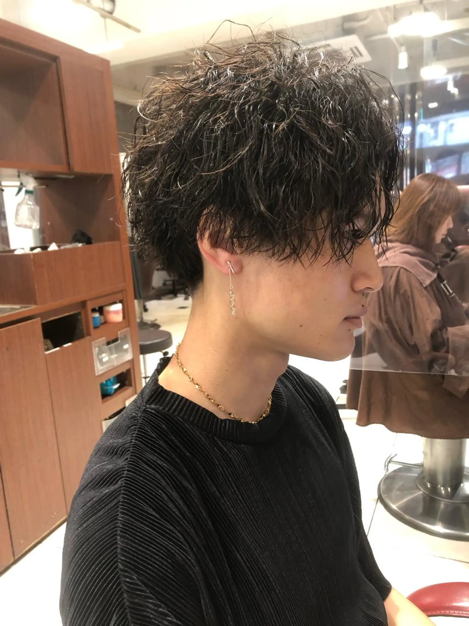 ミディアム パーマ メンズ カット パーマ 田邉 知樹のヘアスタイル