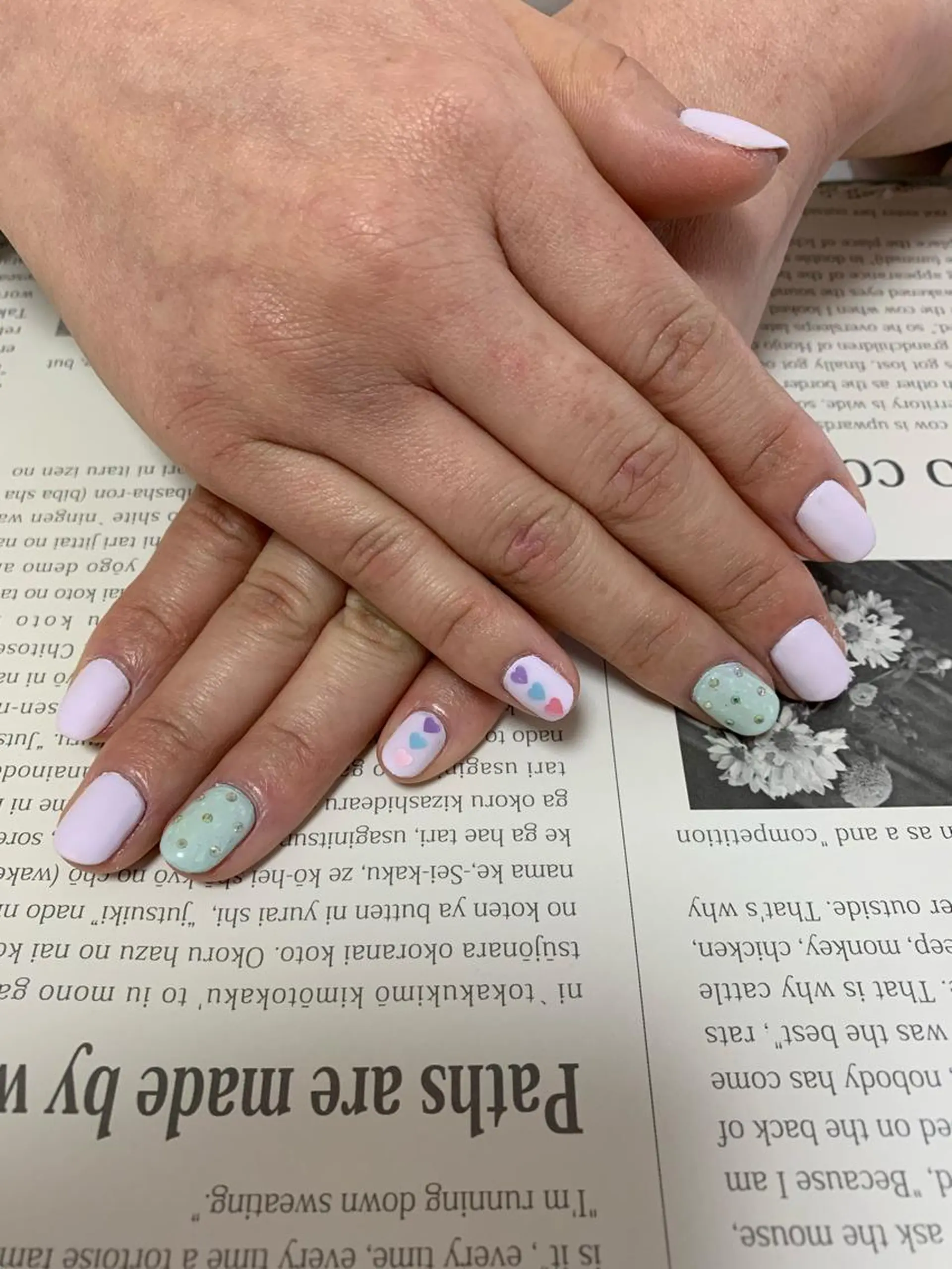 ネイル ブルー ジェルネイル グリーン パープル スカルプネイル noheanail YONEDAのネイルデザイン