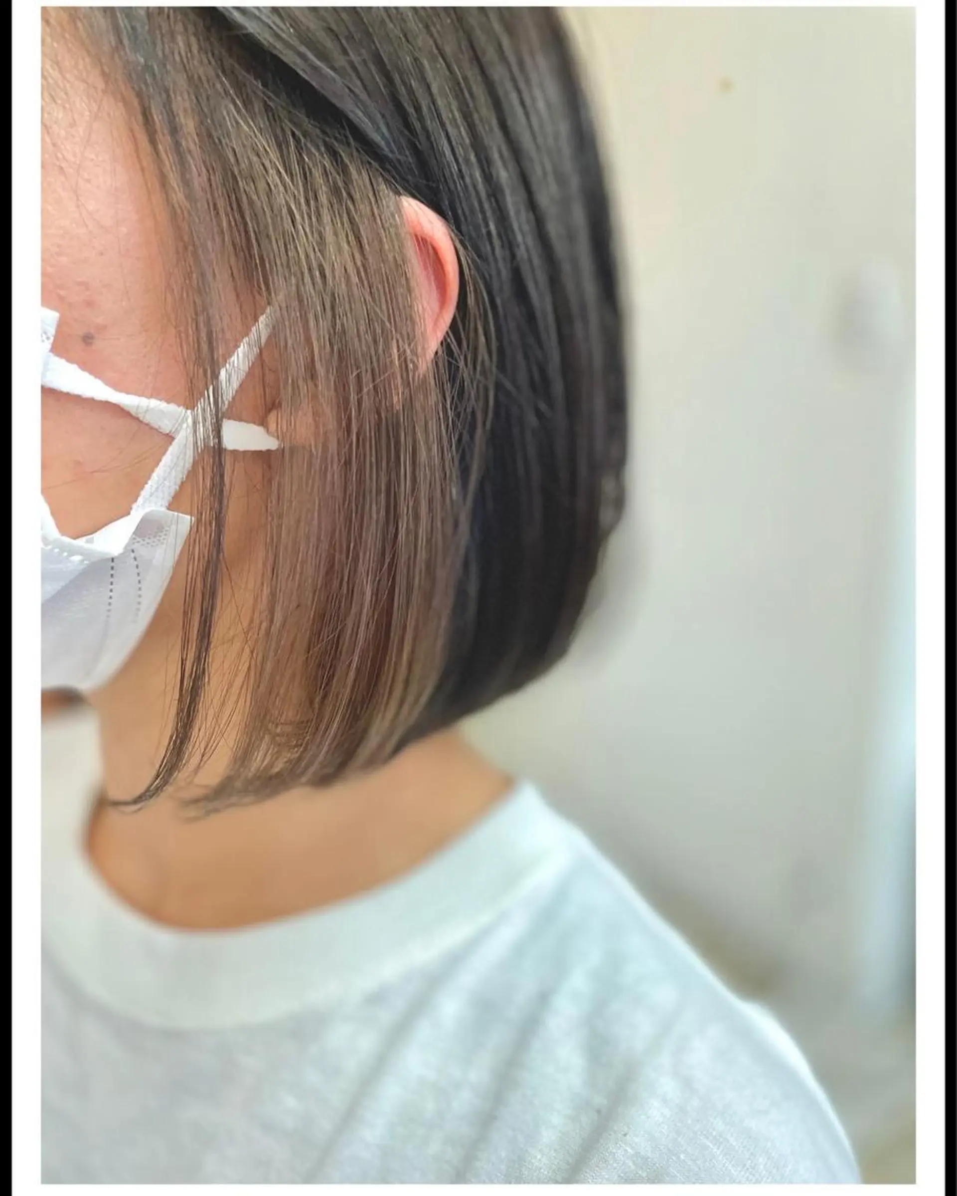 ミディアム カラー ブリーチ イヤリングカラー 【髪質改善】タケウチ 【手で乾かすだけ】のヘアスタイル