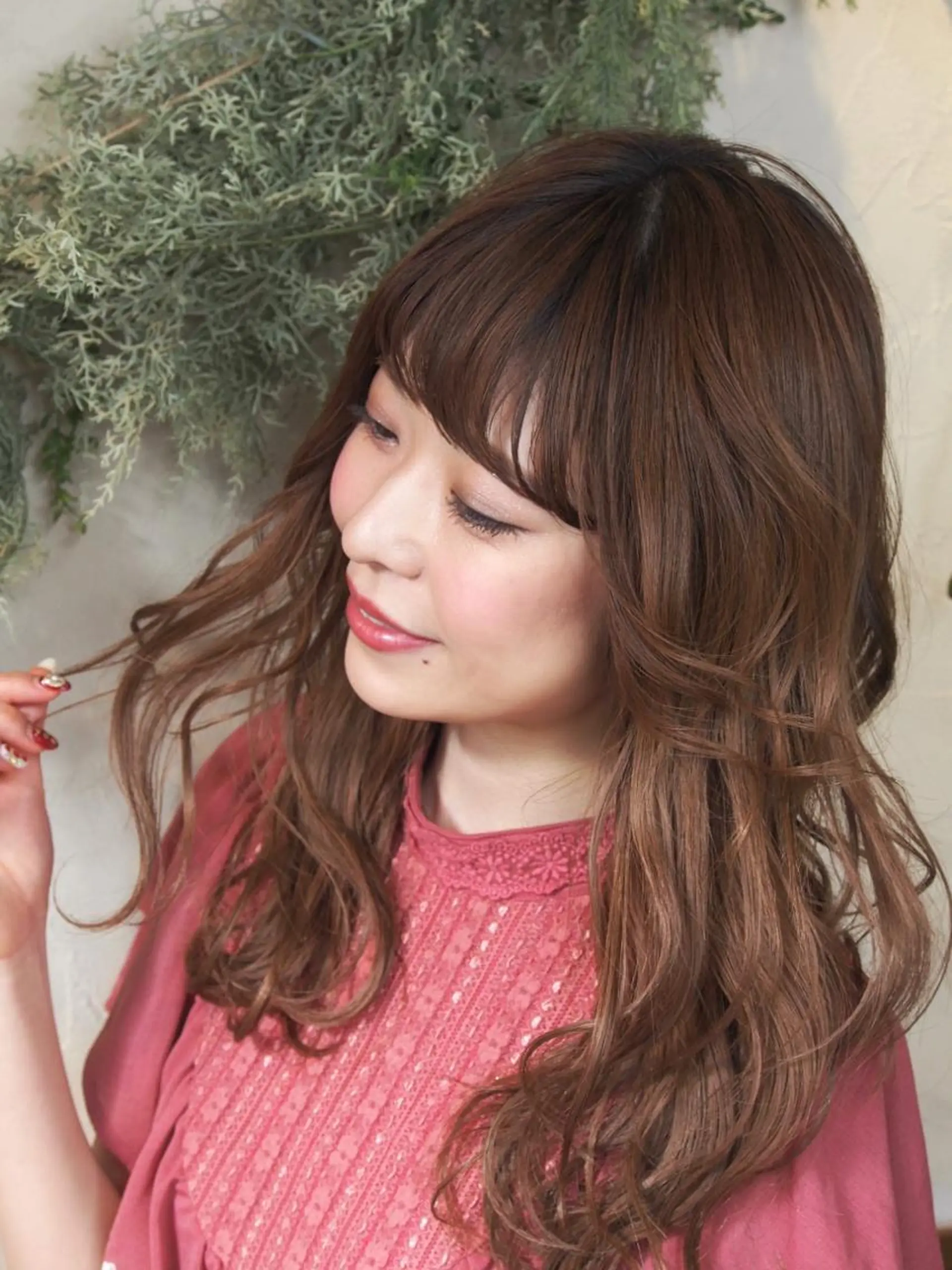 ロング ピンクブラウン 髪質改善/レイヤー ストウシンゴのヘアスタイル