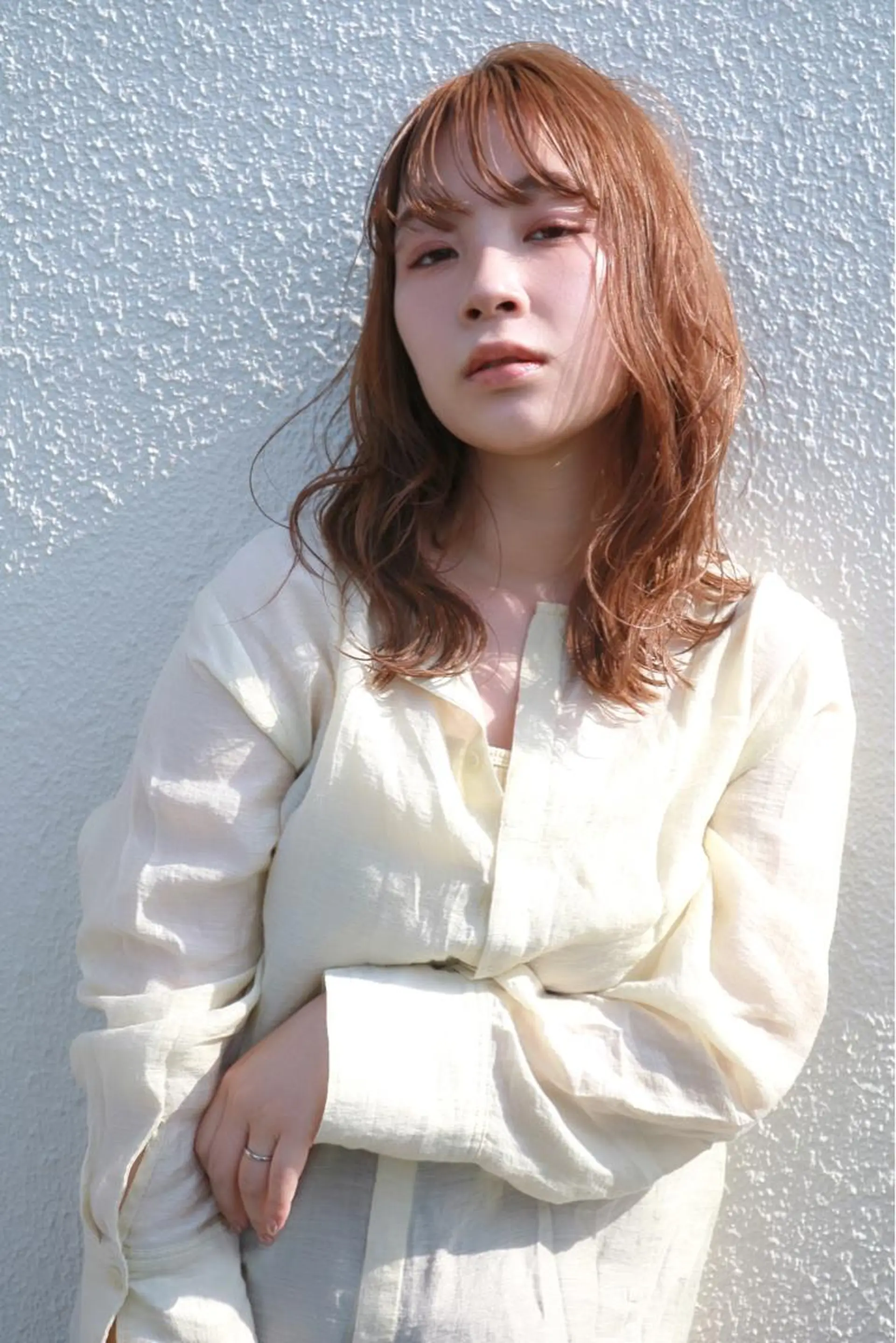 セミロング カラー ベージュカラー オレンジ オレンジベージュ カット ヘアカラー 赤み消しカラー /透明感カラー 上長のヘアスタイル