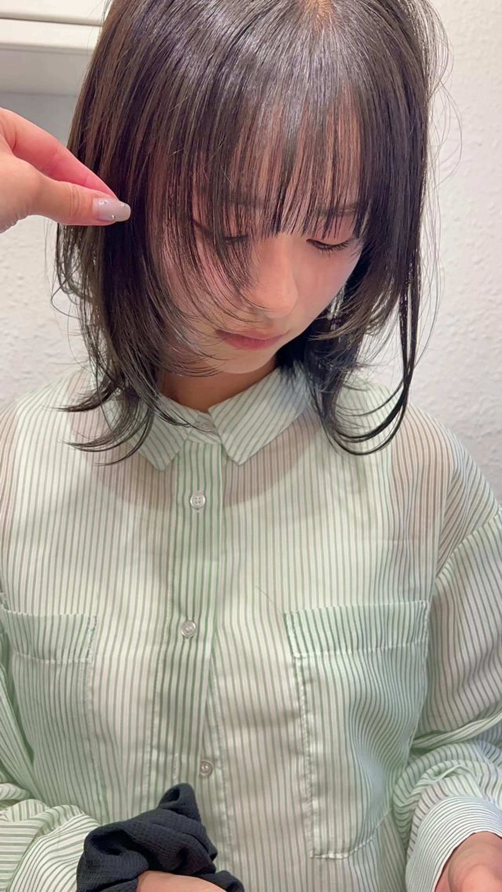 ミディアム 顔まわりレイヤー レイヤーカット カット ヘアカラー トリートメント ヘアセット 名駅/艶韓国風ヘア miyabiのヘアスタイル