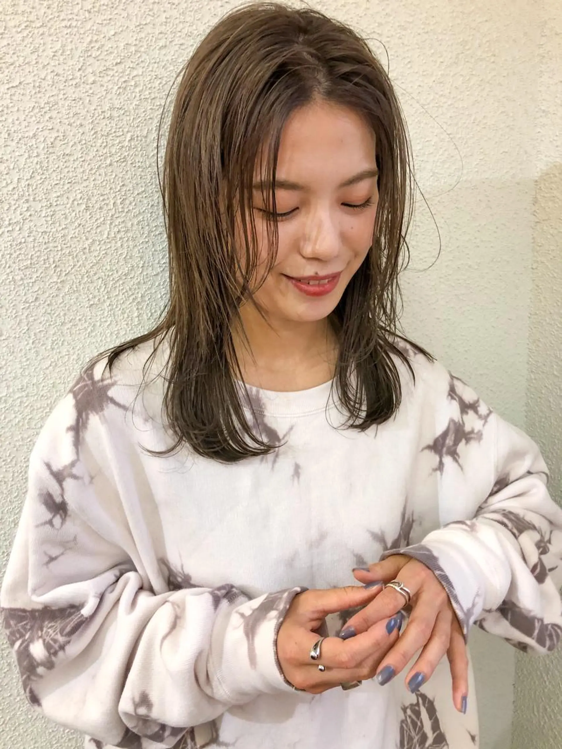 セミロング パーマ セミロングパーマ カット ヘアカラー 水野 雪 /パーマ/暖色カラーのヘアスタイル