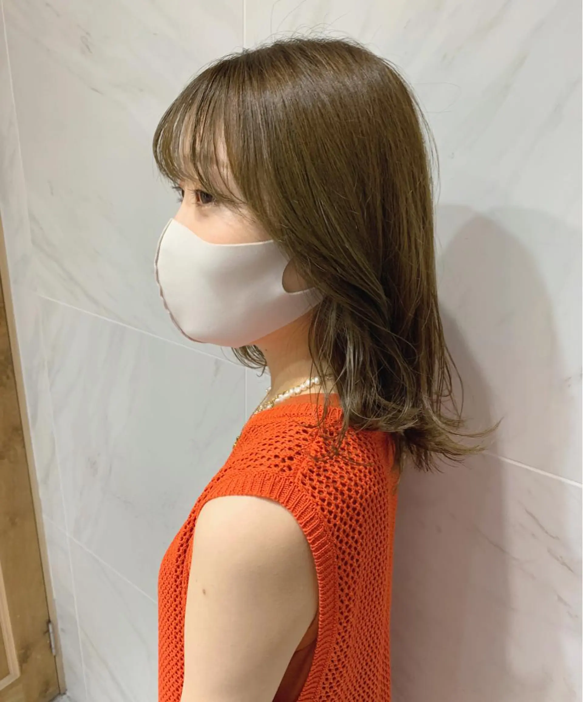 ミディアム カラー ベージュカラー オリーブベージュ TENELE所属・チバ タクミのヘアスタイル