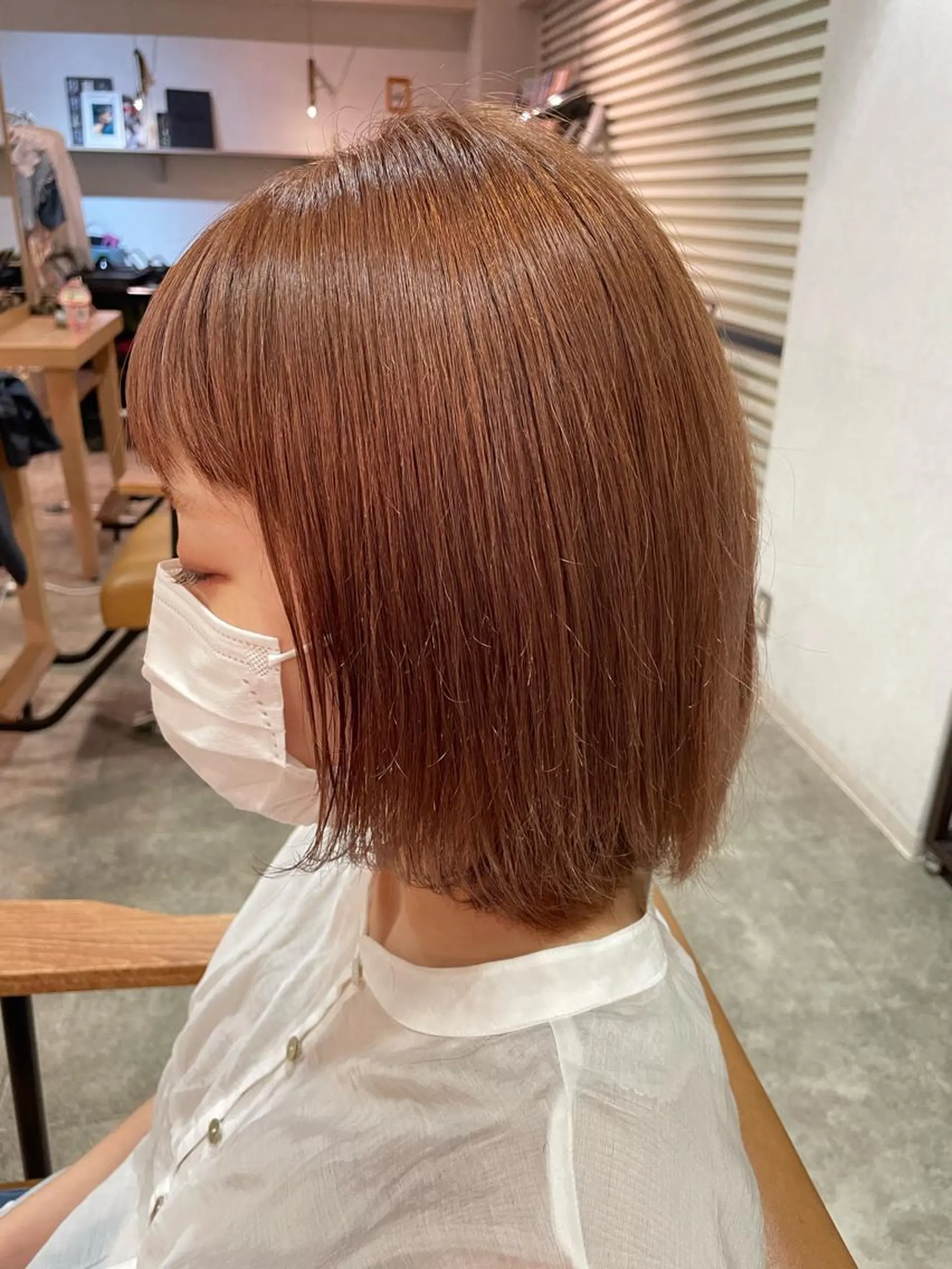 ミディアム カラー ブラウンカラー ピンクカラー ピンクブラウン TONAI  atil所属・切りっぱなしボブ/ 三瀬翔のヘアスタイル