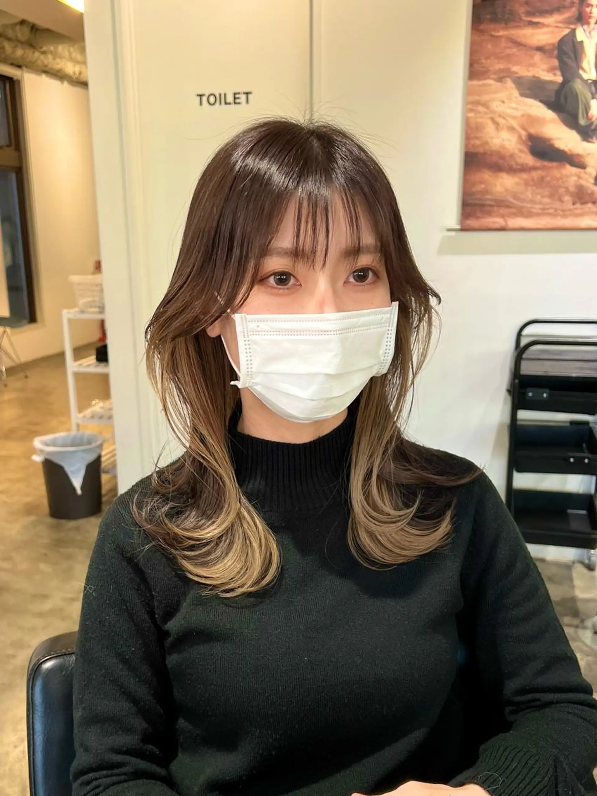 セミロング カラー ベージュカラー くびれヘア 【韓国風くびれヘア】 joule小木曽輝のヘアスタイル