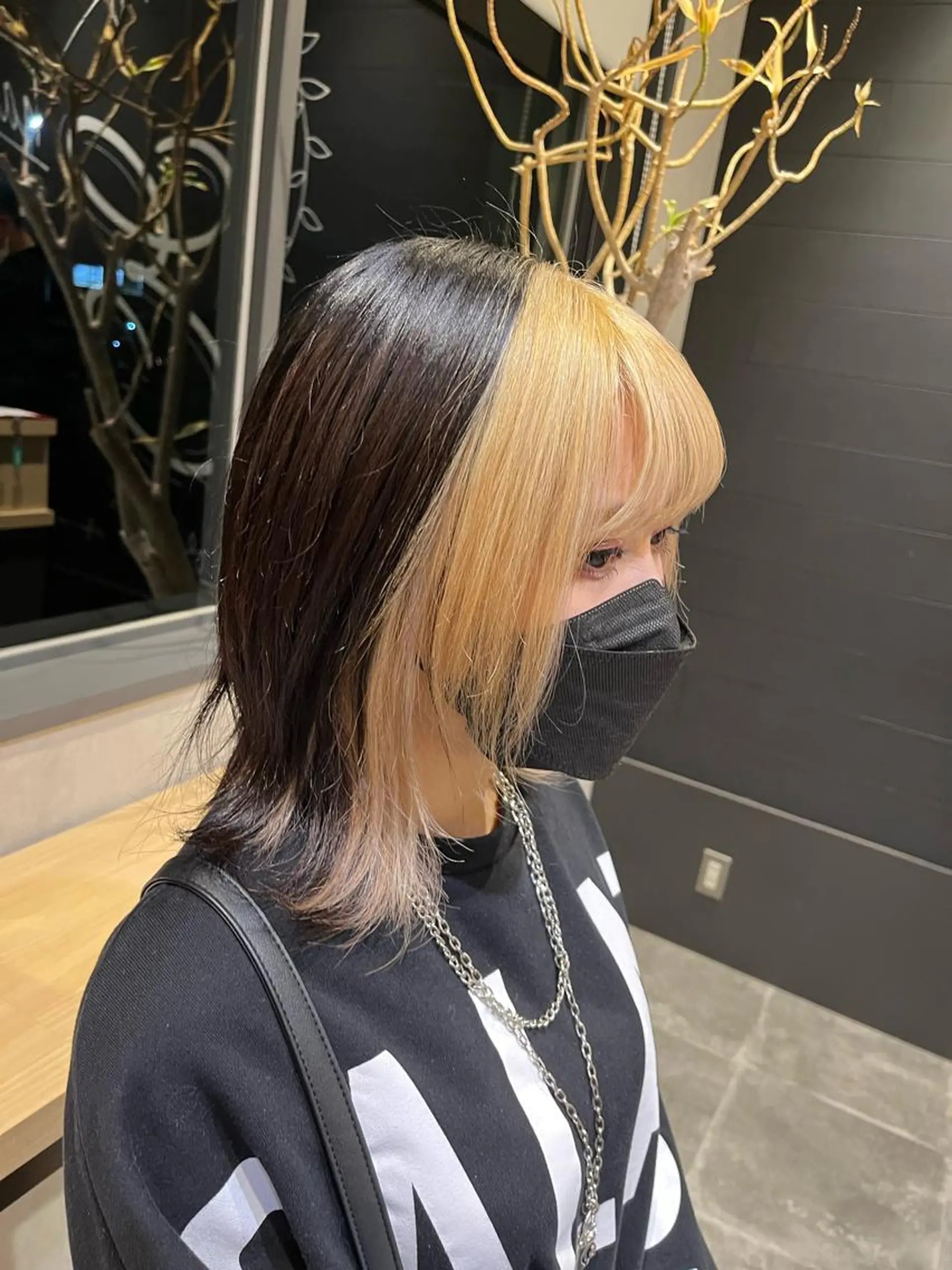 ミディアム カラー ミストバング ブリーチ 抜きっぱなしブロンド ブロンド  フェイスフレーミング 名古屋／デザイン／ ブリーチ/松井亮磨のヘアスタイル