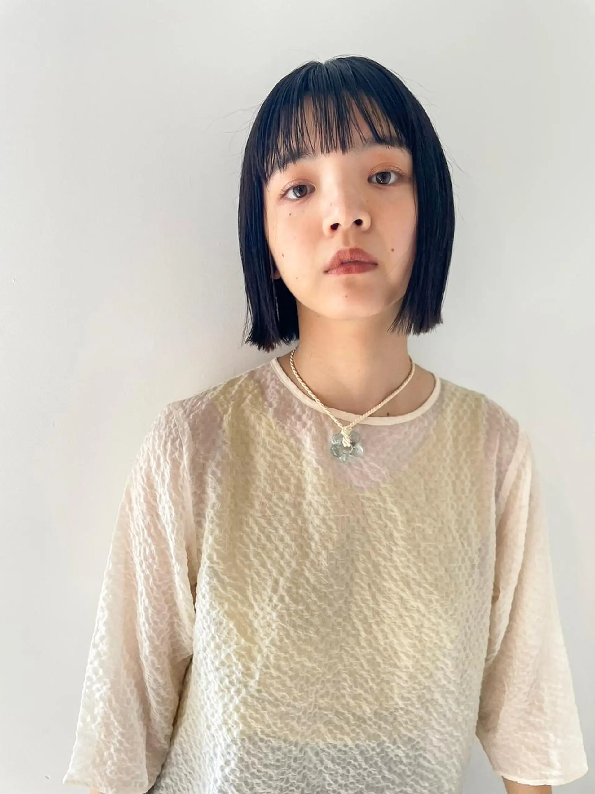 ミディアム パーマ カラー ショートボブ ミディアムパーマ アディクシーカラー ブリーチ ケアブリーチ カット ヘアカラー CEINE OURのヘアスタイル