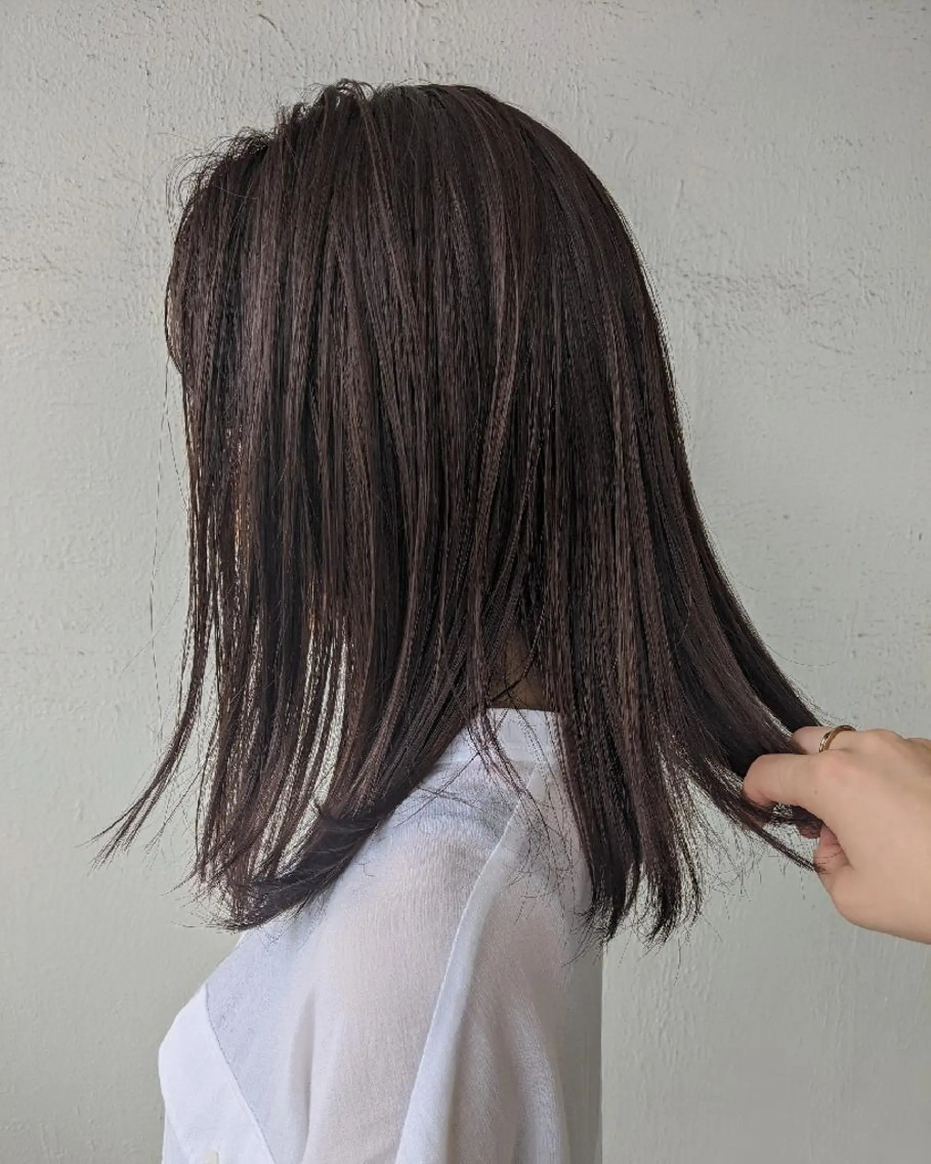 セミロング 浜田りほ Luxbe 博多バスターミナルのヘアスタイル