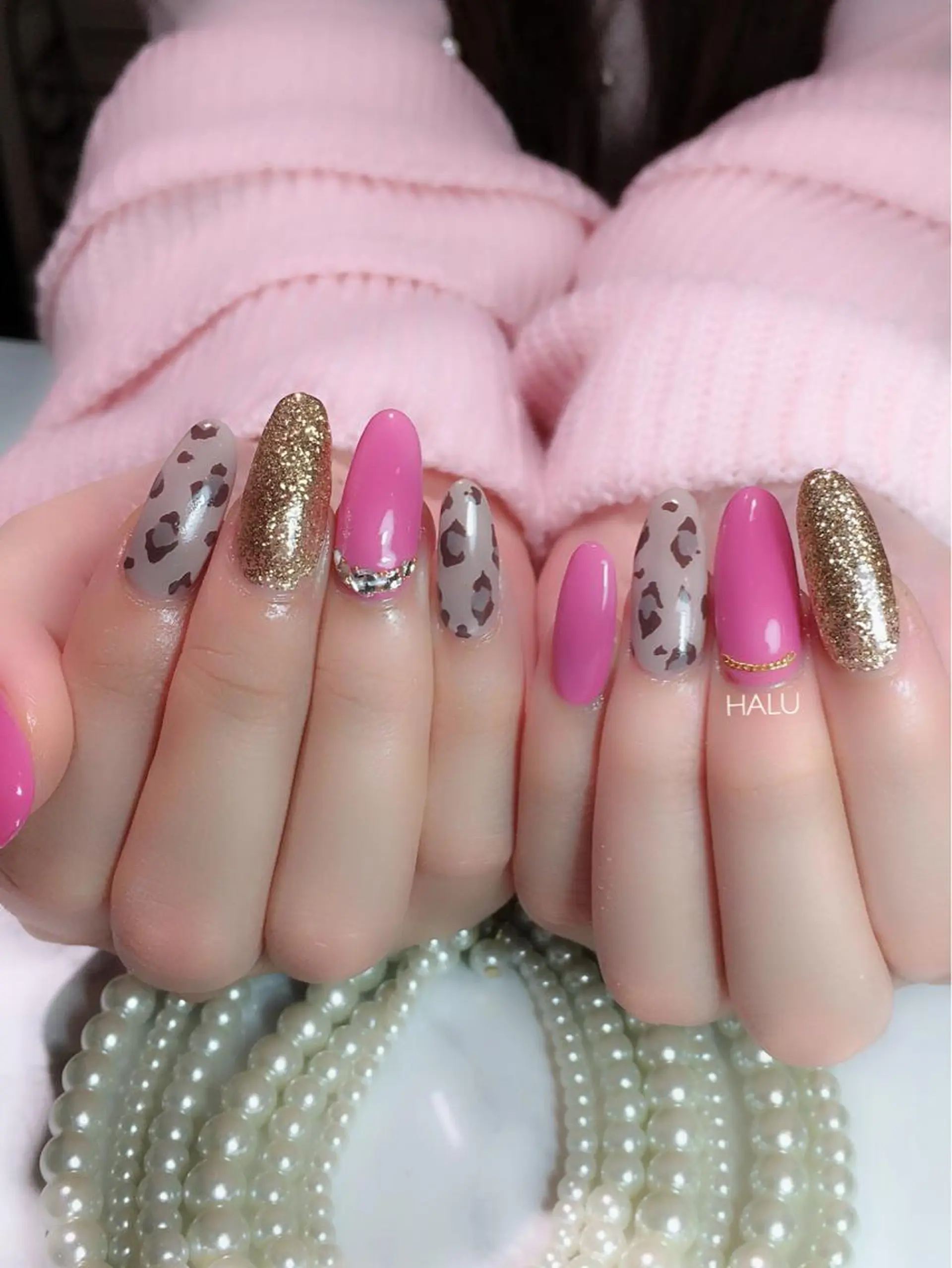 ネイル アニマル柄 ピンク HALU ハルのネイルデザイン