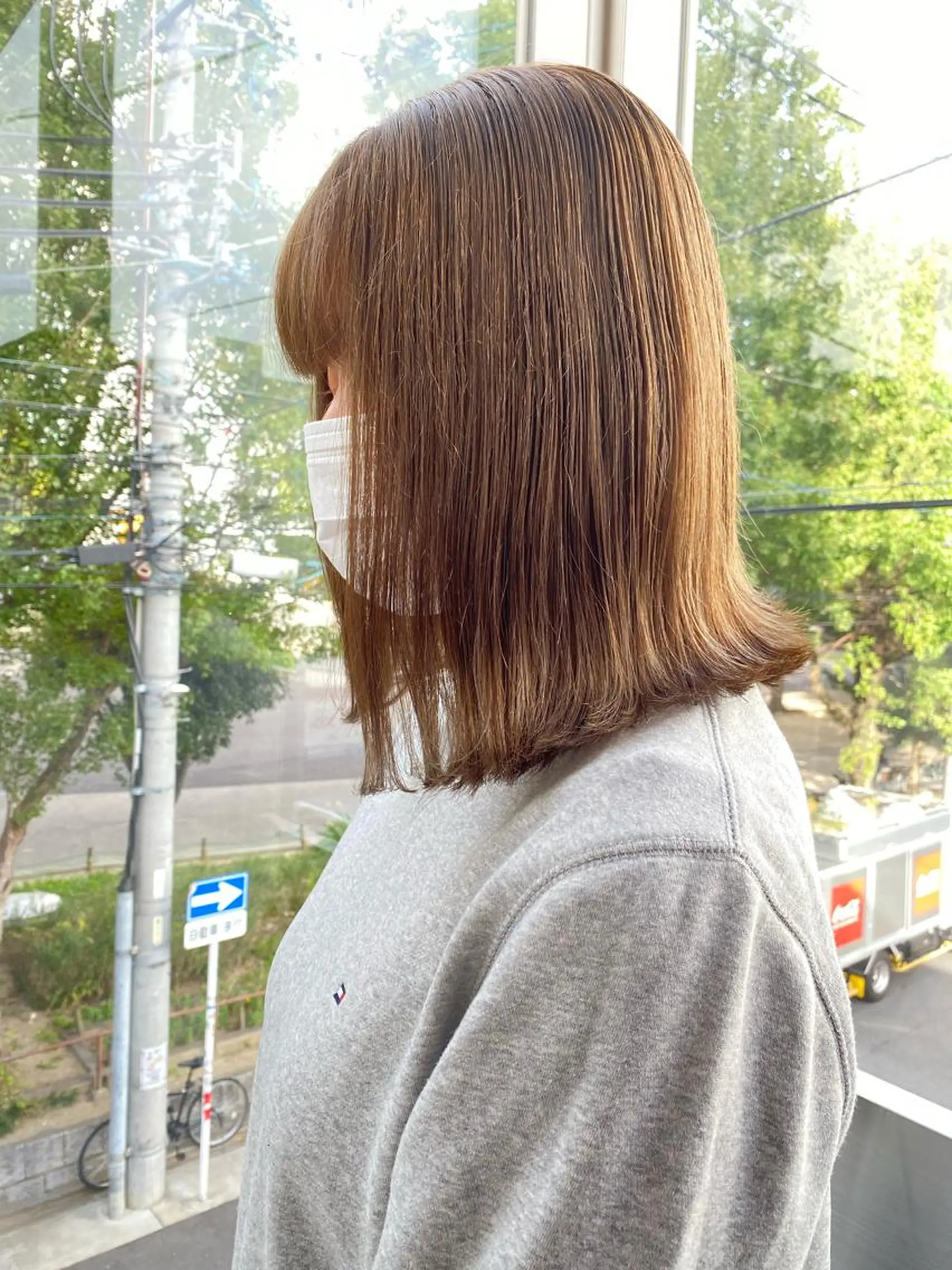 ミディアム カラー ベージュカラー オリーブベージュ 鈴木/ミルクティー/ ブリーチ/ボブ/のヘアスタイル