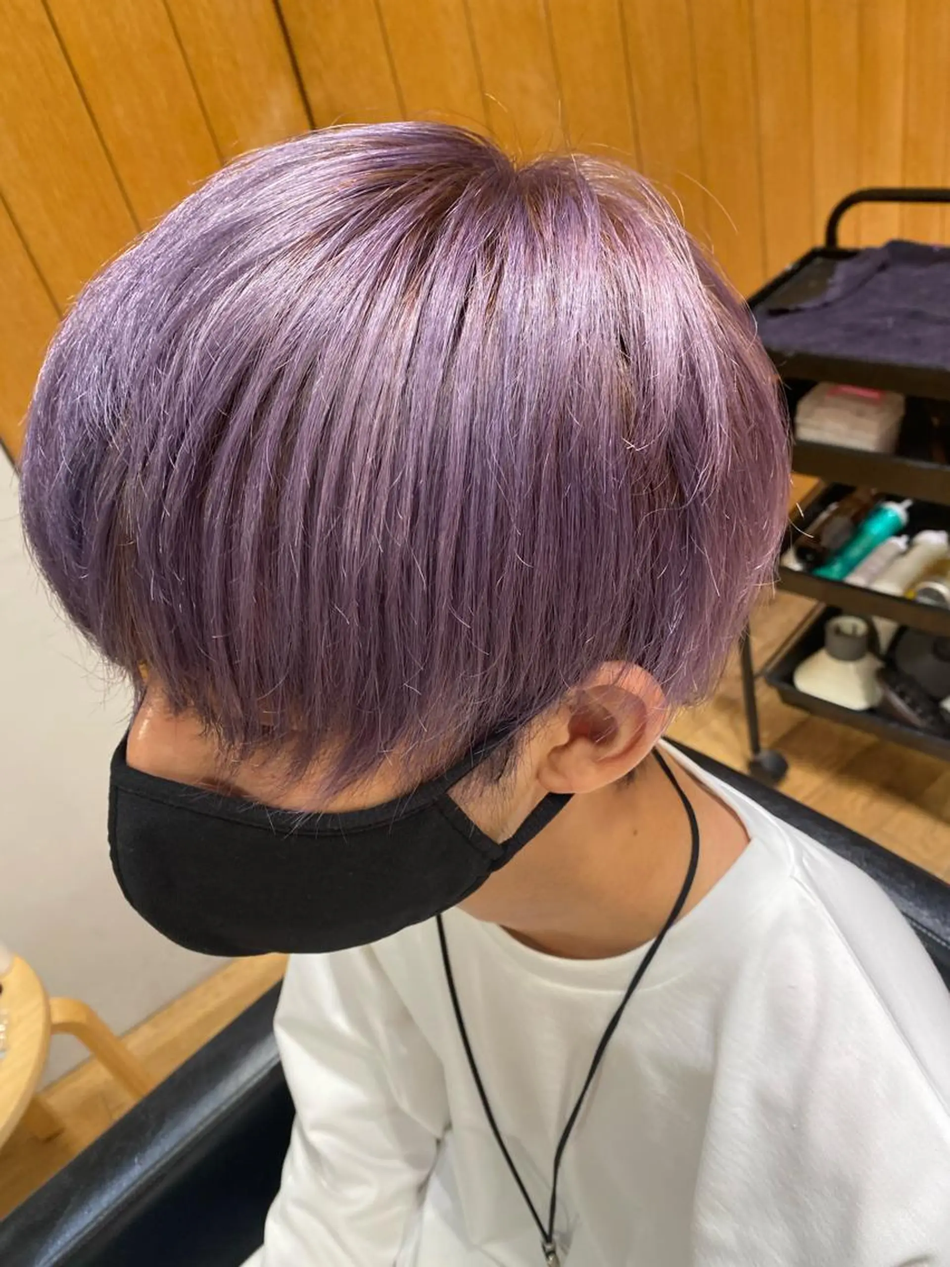 ショート カラー メンズ パープルカラー コテ巻き風パーマ✨ かつみのヘアスタイル