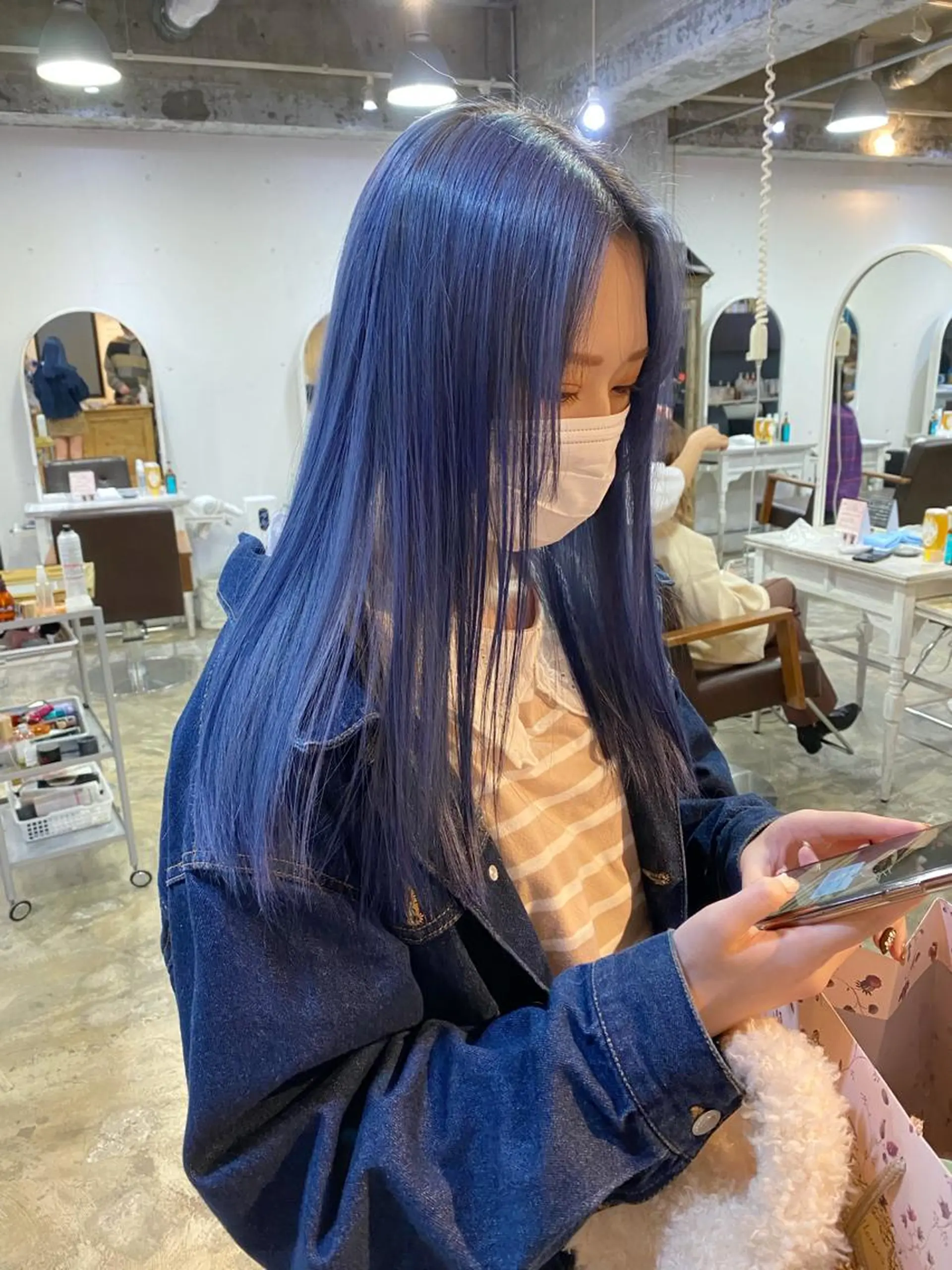 ロング カラー ブルーカラー ネイビーカラー Piaコータロー ハイトーン&‪ボブのヘアスタイル