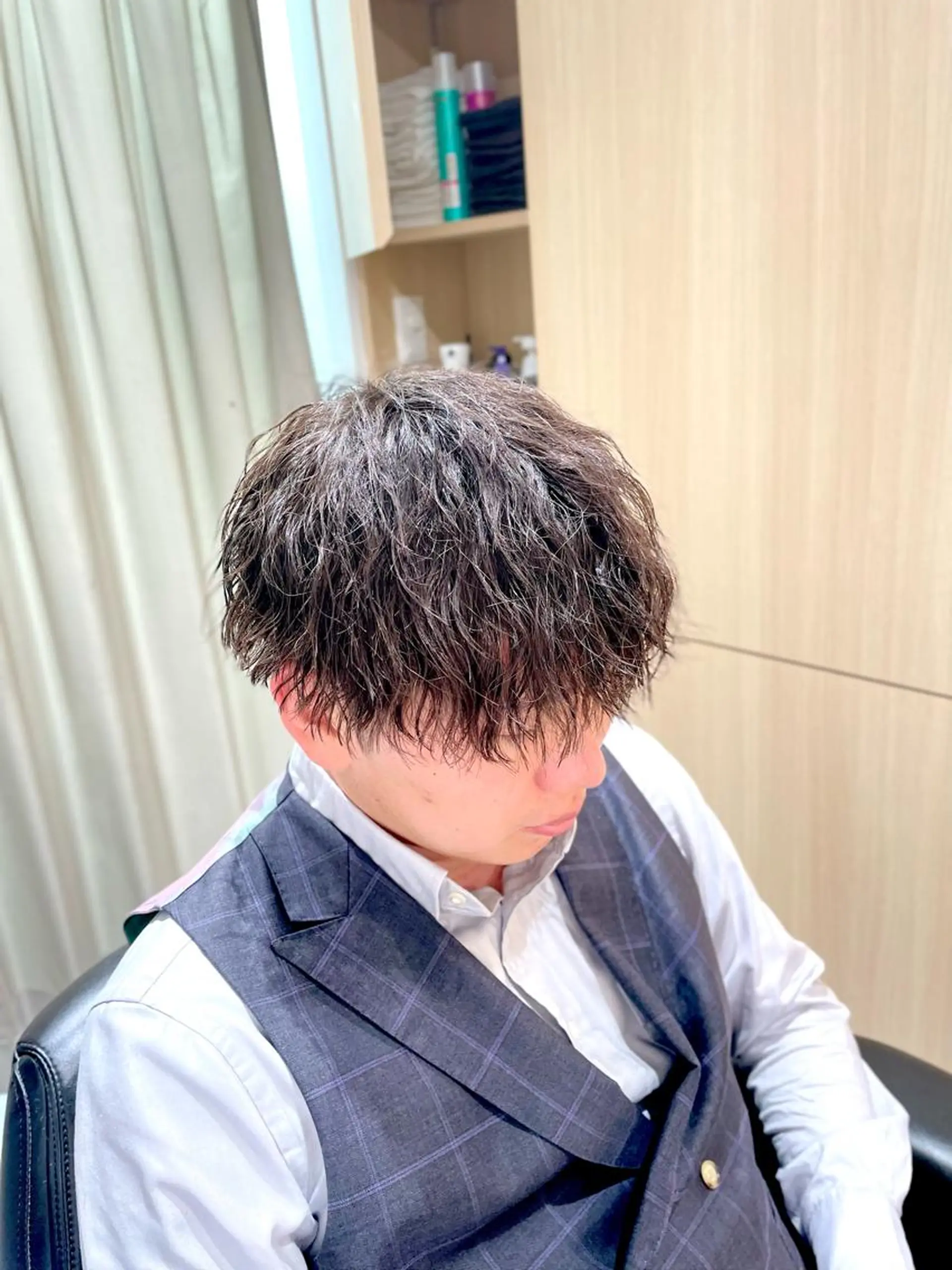 ミディアム パーマ メンズ ミディアムパーマ マッシュ メンズパーマ カット パーマ 銀座メンズカット/ 銀座メンズパーマ/のヘアスタイル