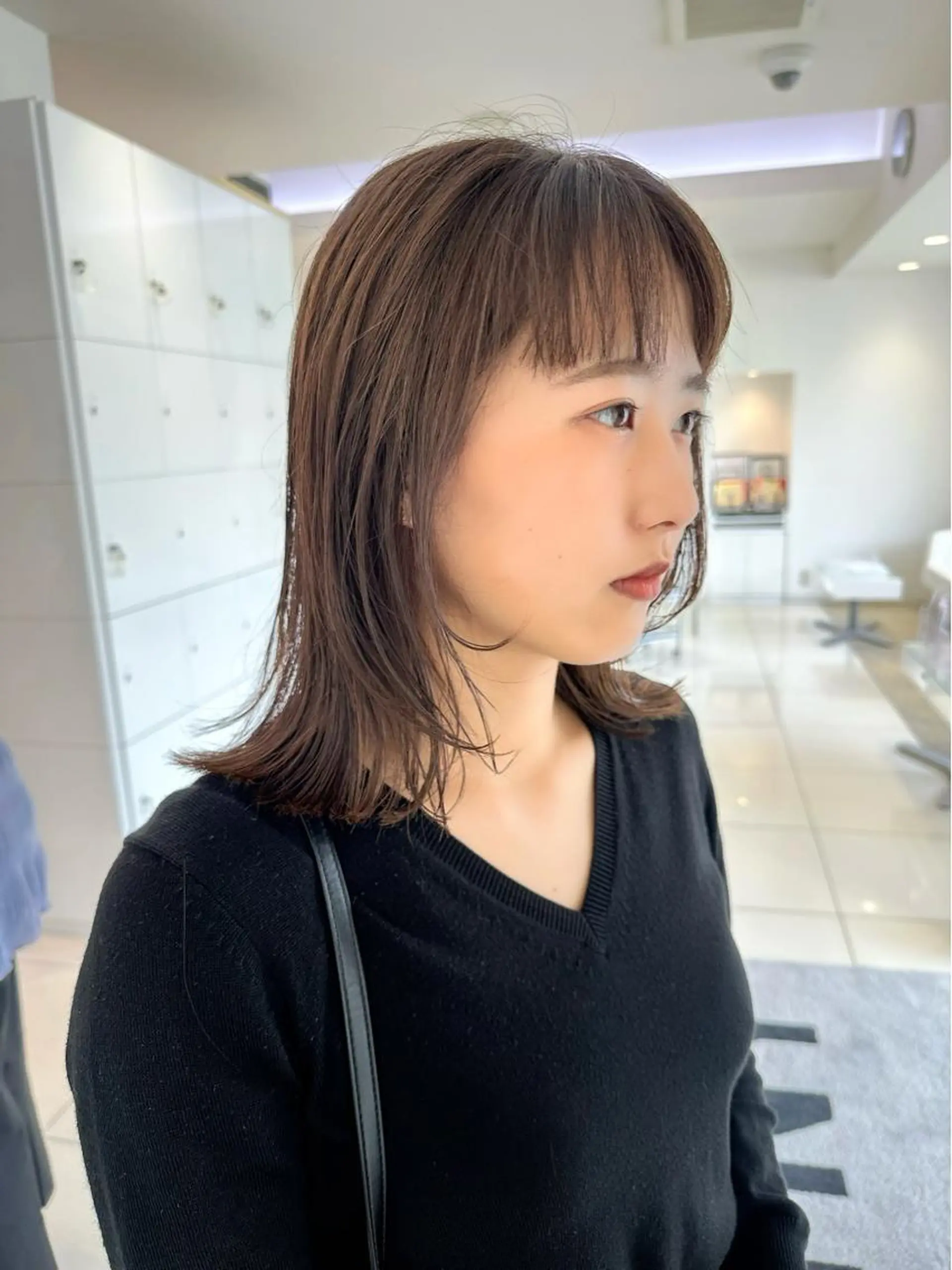 ミディアム カラー レイヤーカット カット ヘアカラー トリートメント 田中 あかねのヘアスタイル