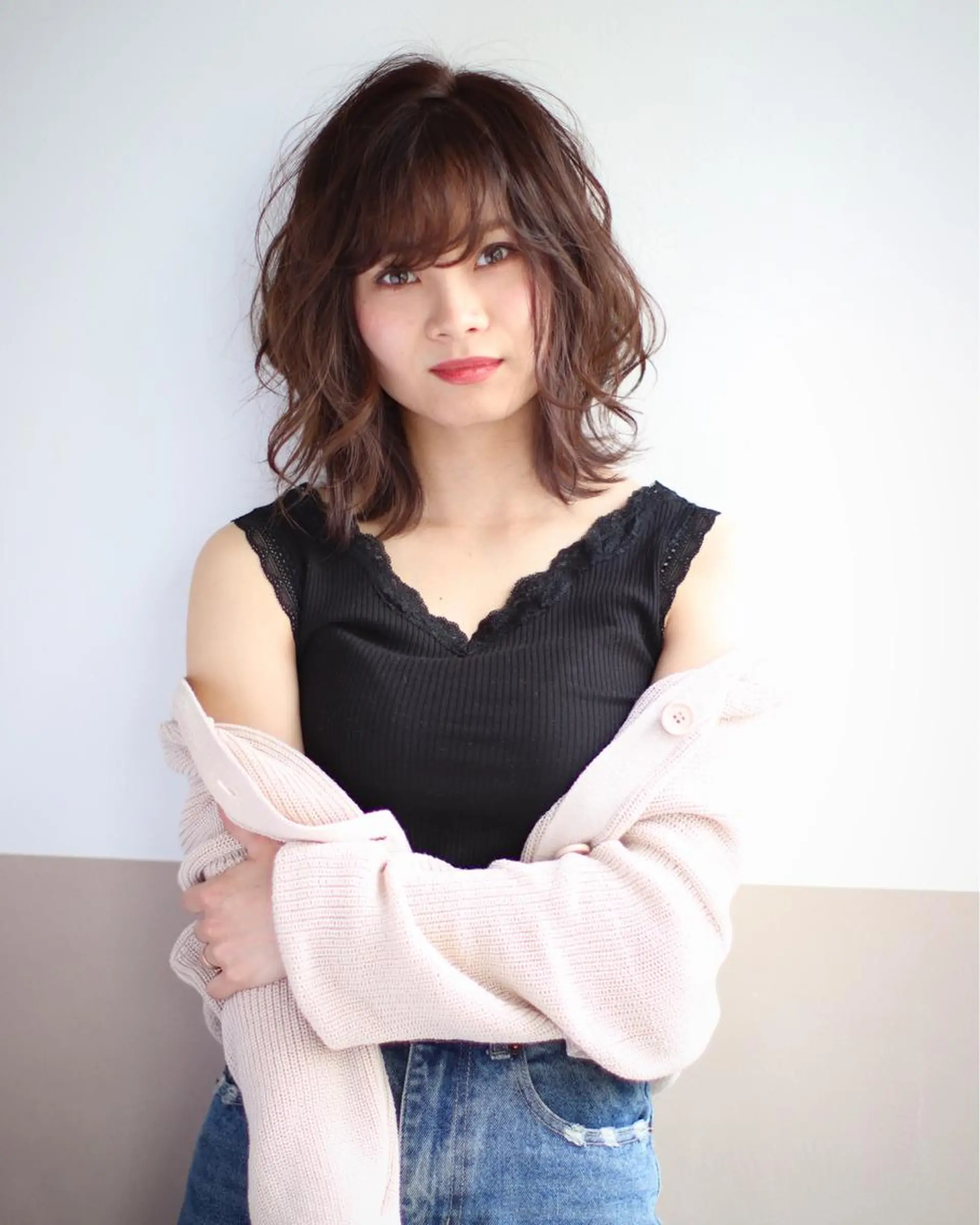 ミディアム カラー ベージュカラー ラベンダーカラー ラベンダーベージュ 一ノ瀬 理子のヘアスタイル